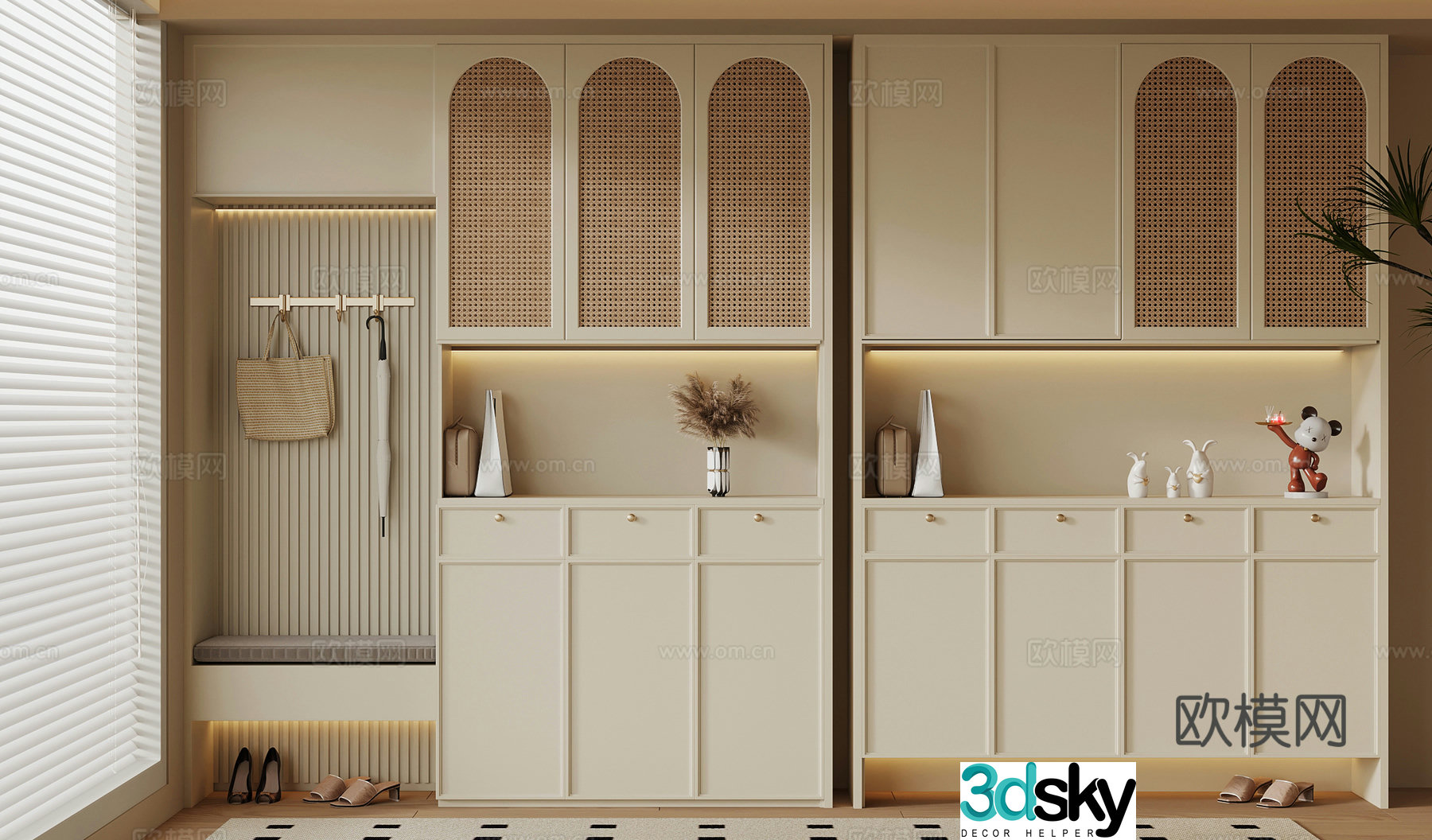 07 shoe cabinet modern cream style shoe cabinet 3d model