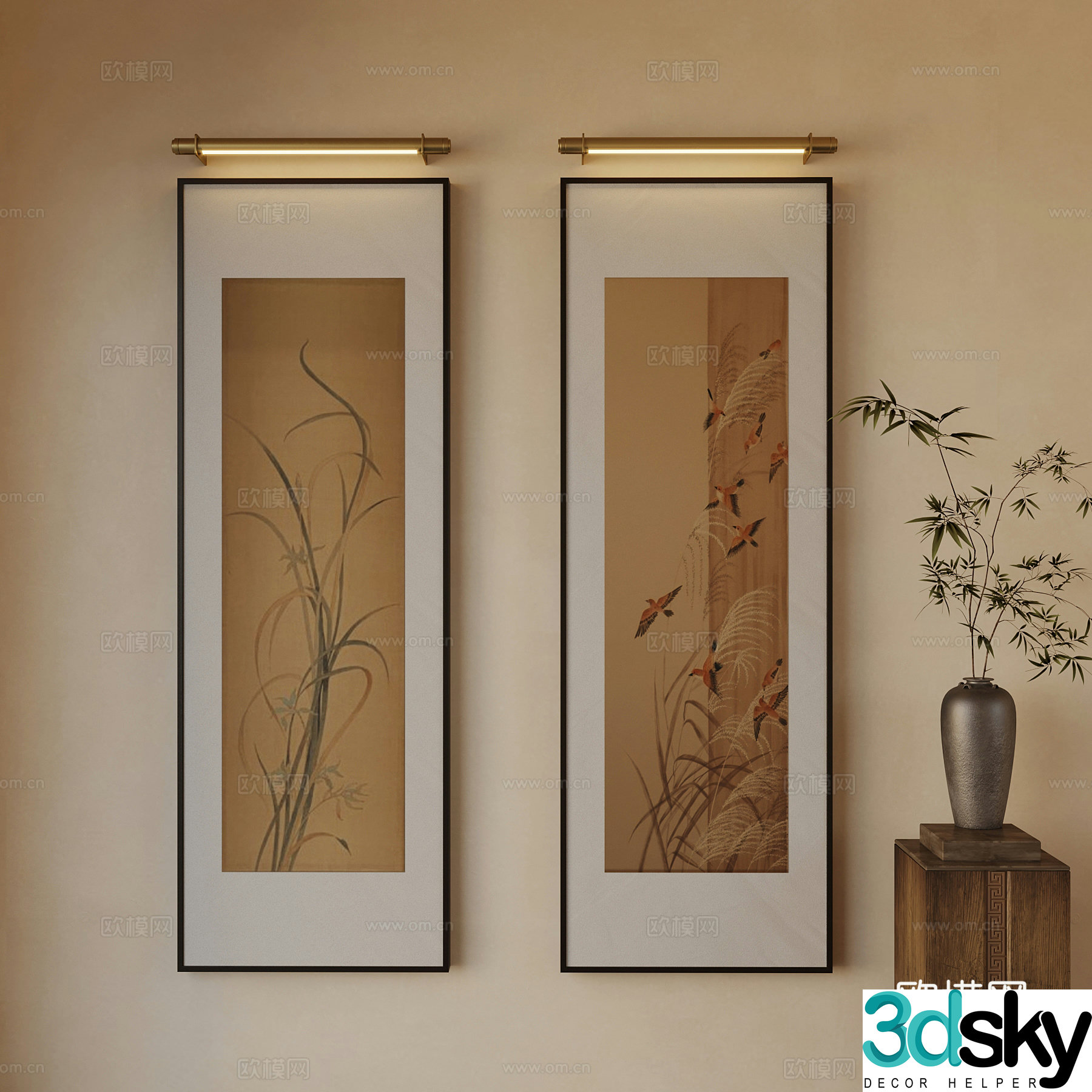 New Chinese style decorative painting 3D model