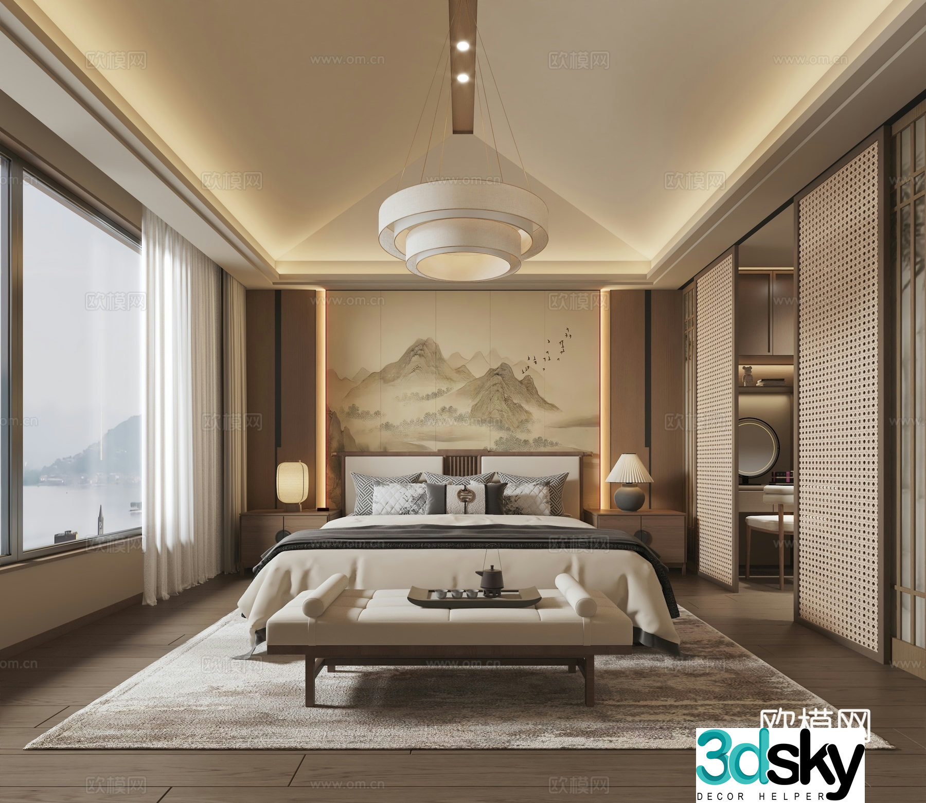 New Chinese style Song’s bedroom cloakroom 3D model