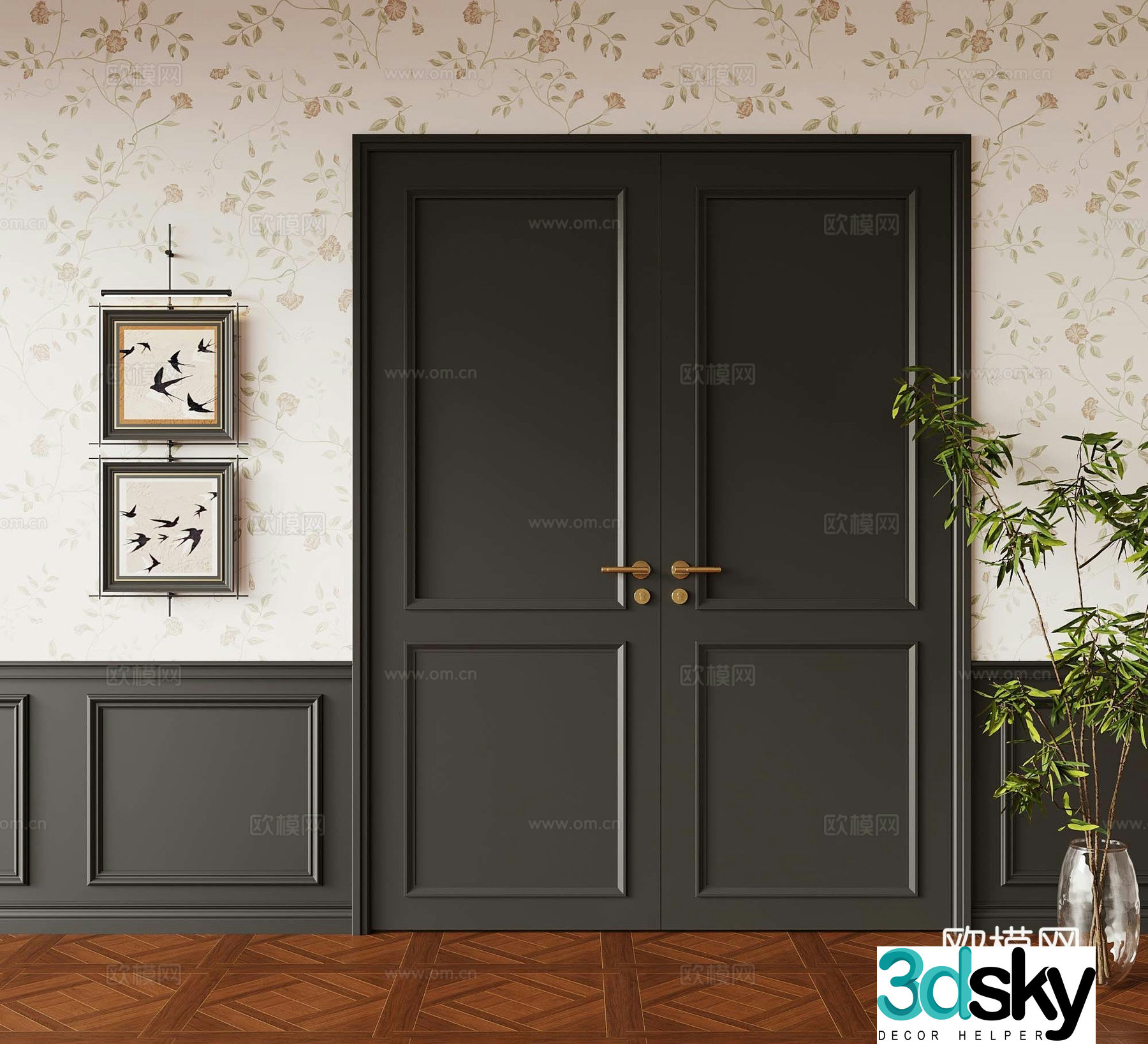 French double door 3D model