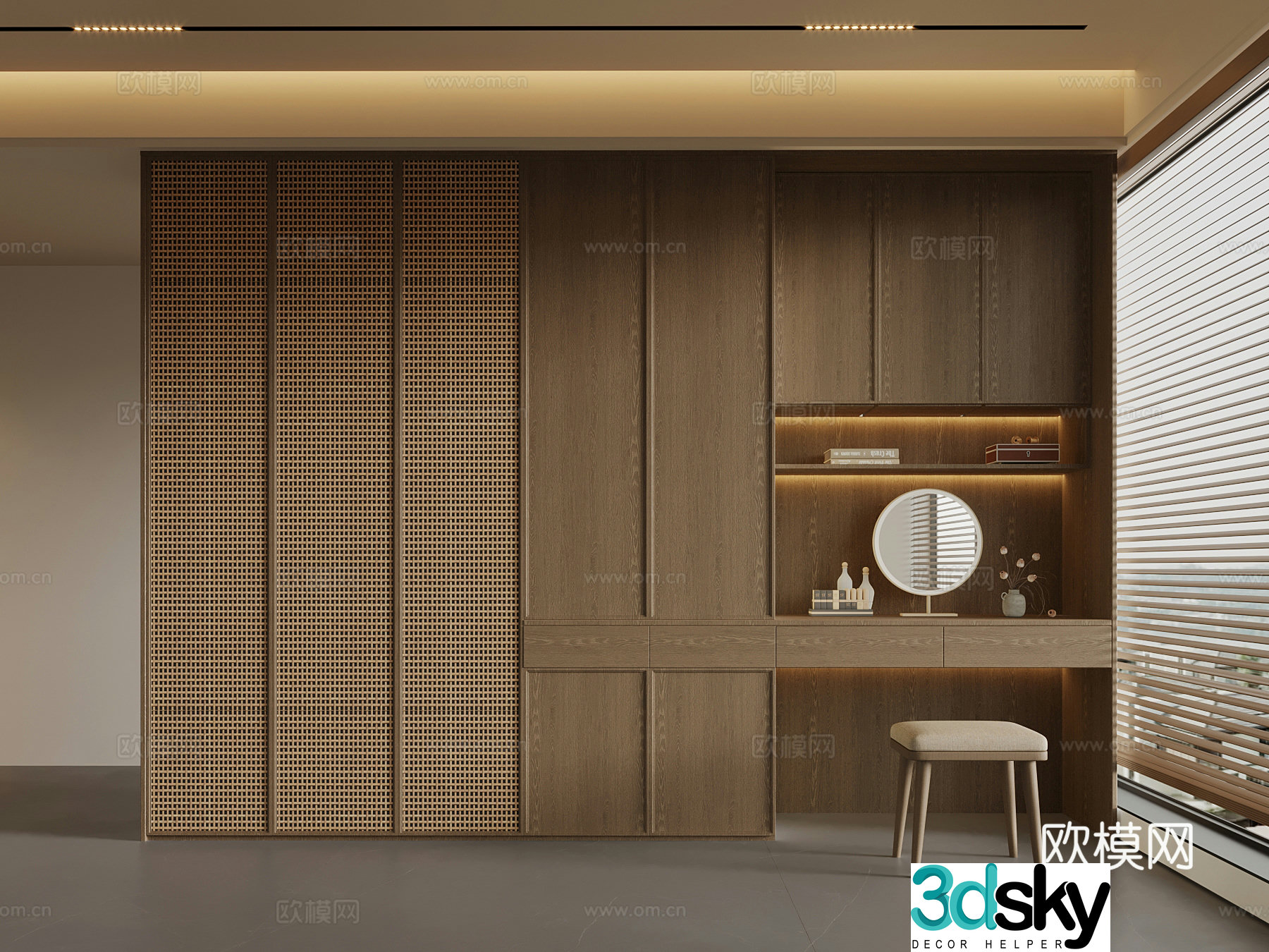 New Chinese style wardrobe 3D model