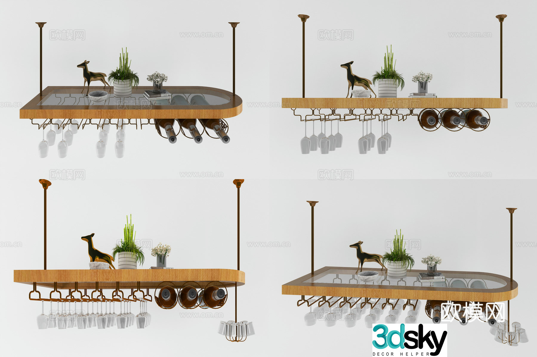 Nordic hanging wine rack cup holder 3D model