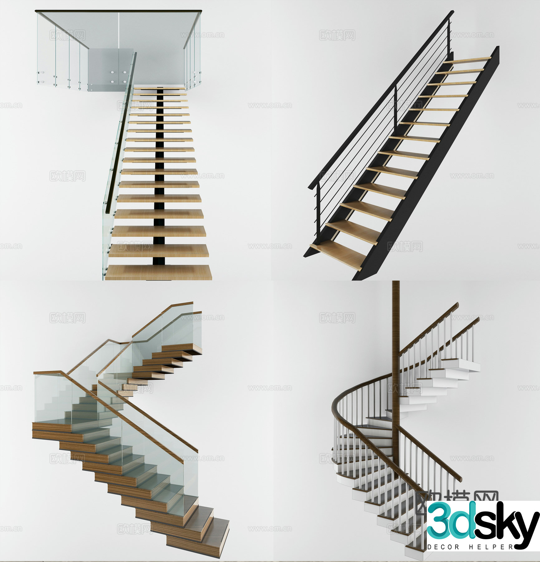 Modern staircase combination model 3d model