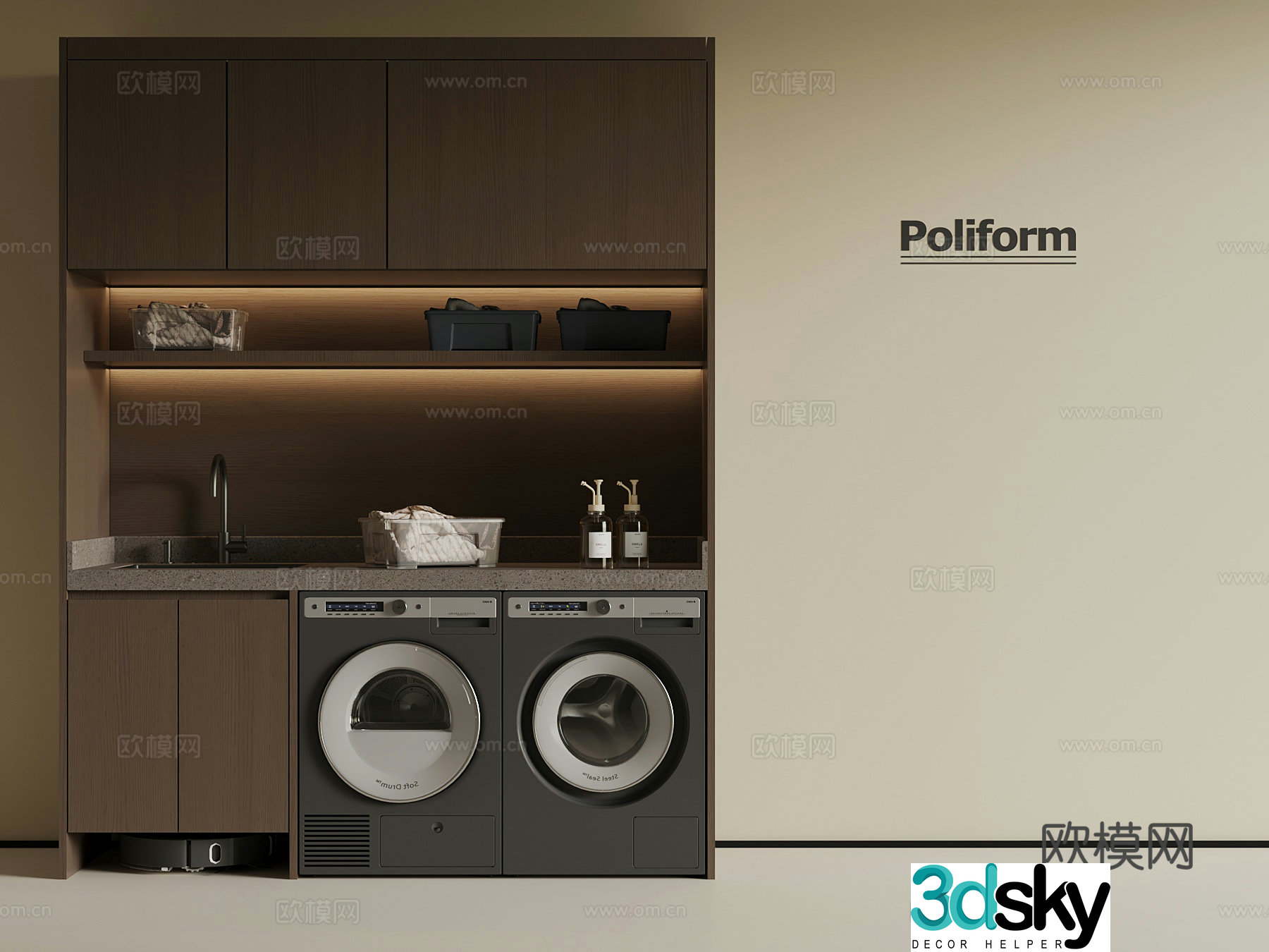 Modern washing machine cabinet sweeping robot 3d model