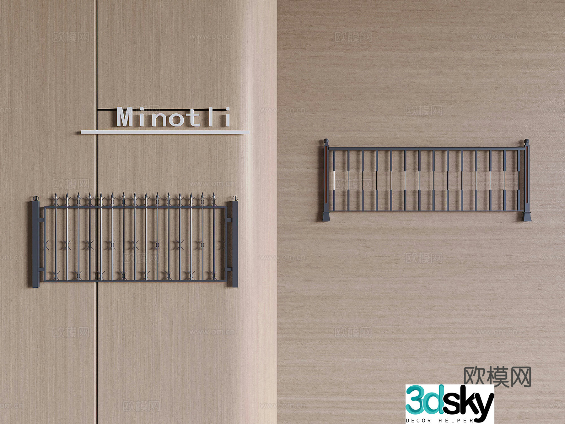 Railing Glass Railing Metal Railing 3d Model
