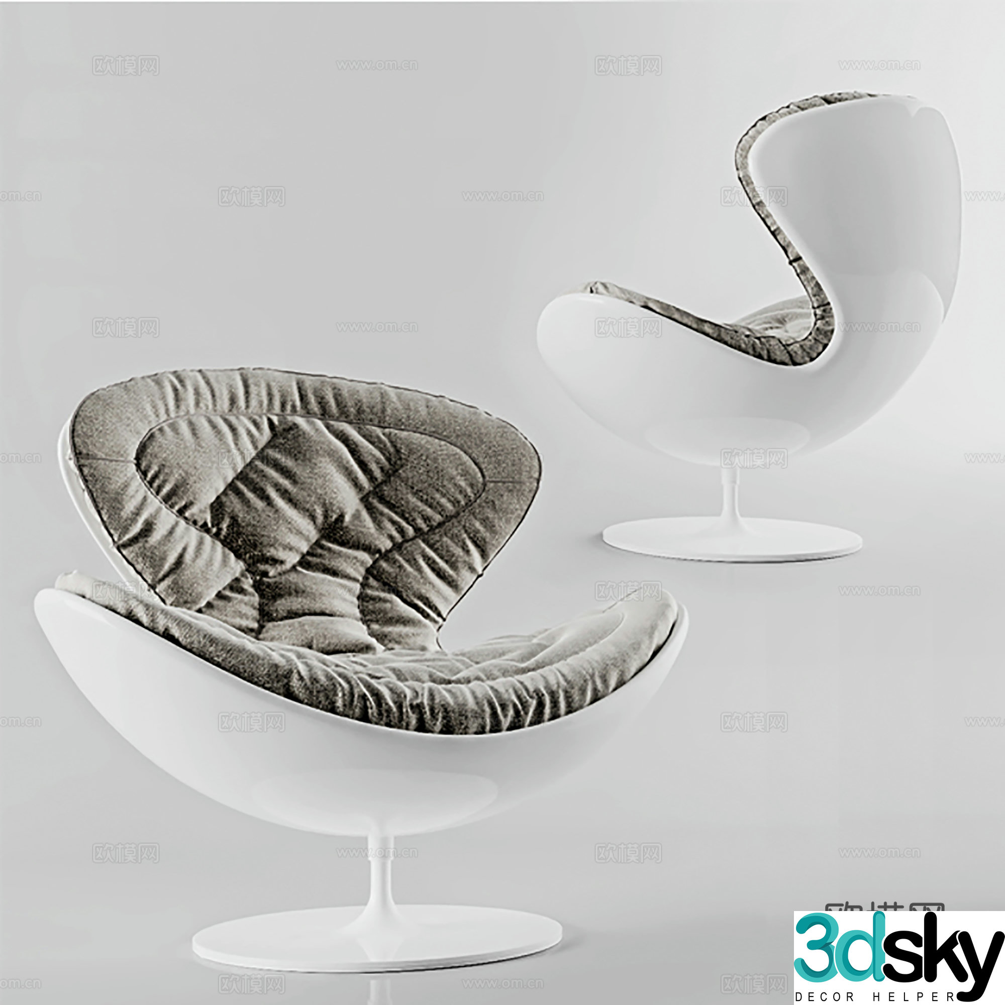 Modern leisure chair cloth chair book chair single chair 3d model