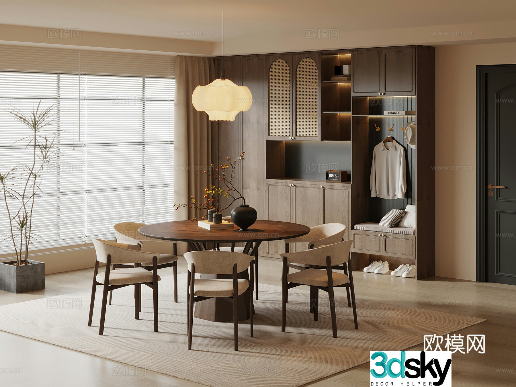 Restaurant Middle style restaurant Dining table and chair combination 3D model