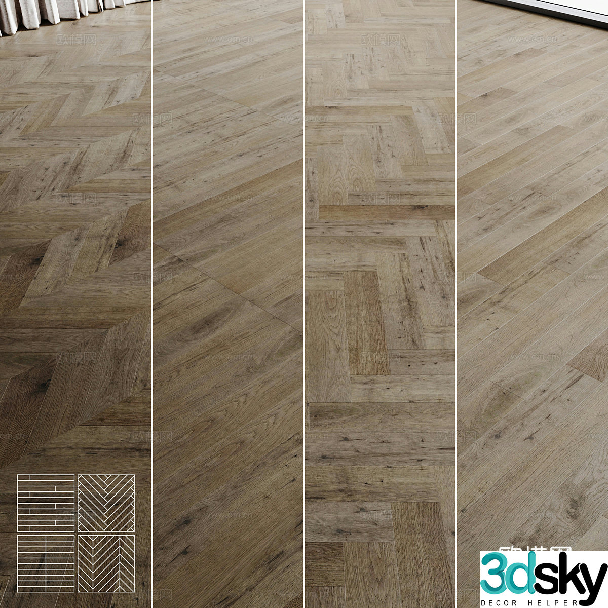 Modern Wasabi Wood Floor Material 3D Model