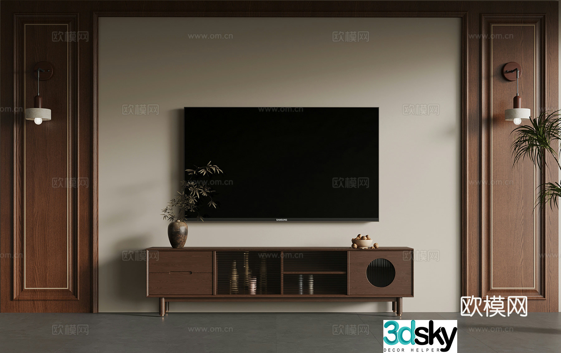 TV cabinet new Chinese TV cabinet 3D model