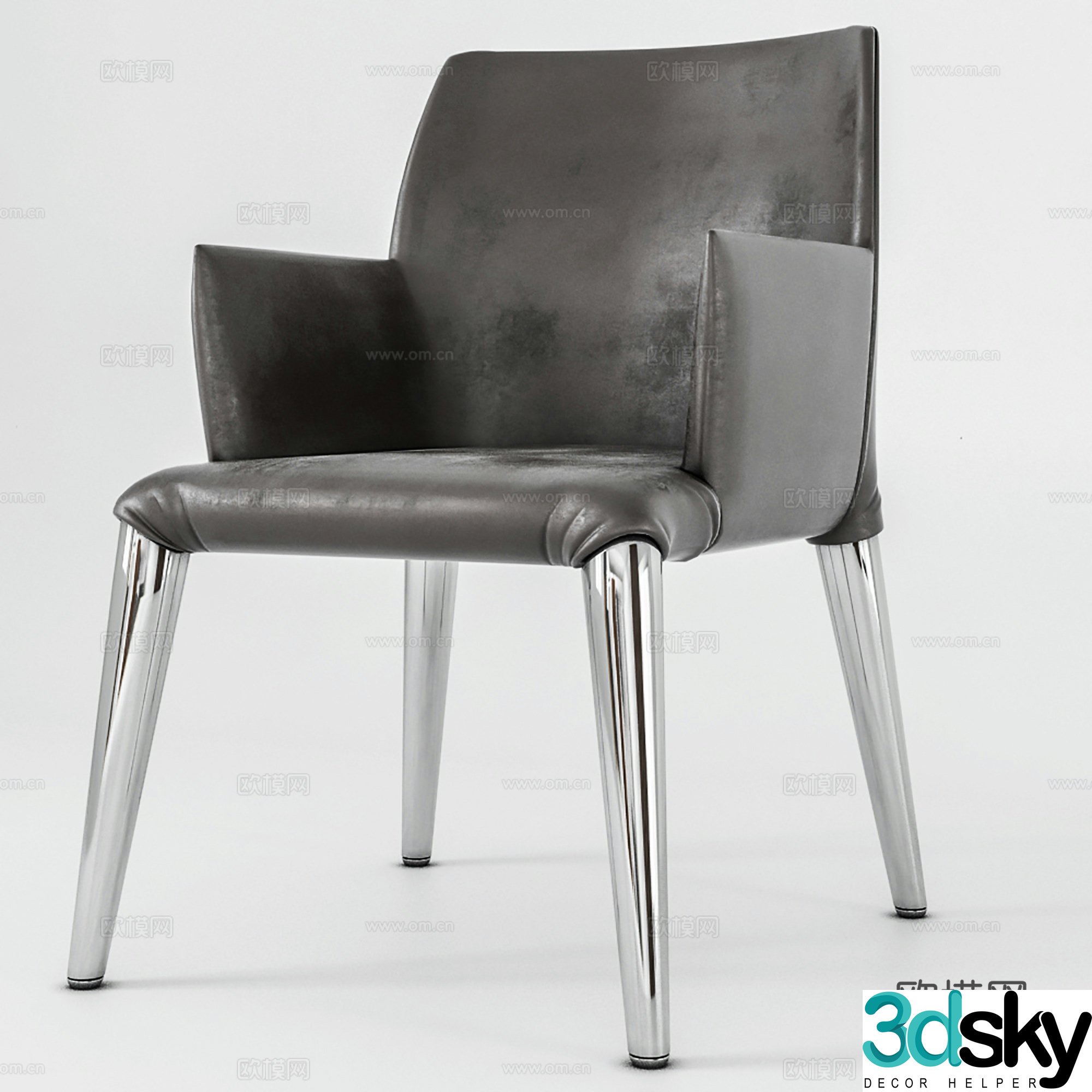 Modern casual chair leather chair dining chair single chair 3d model