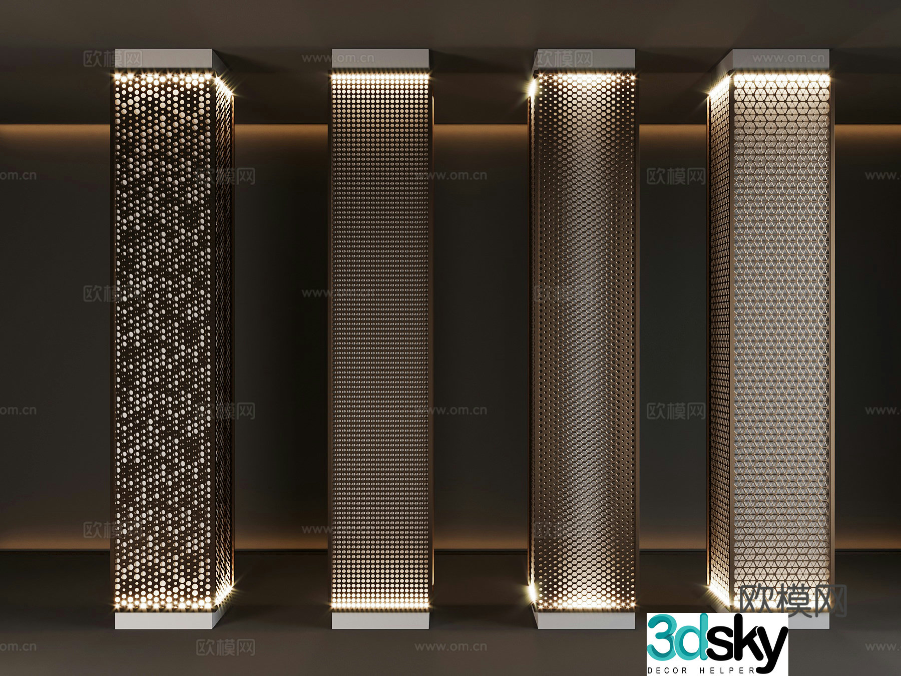 Modern pillars Hollow pillars Iron mesh pillars 3D model