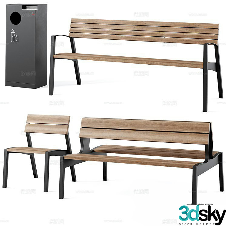 Outdoor chair Public chair Park bench 3d model