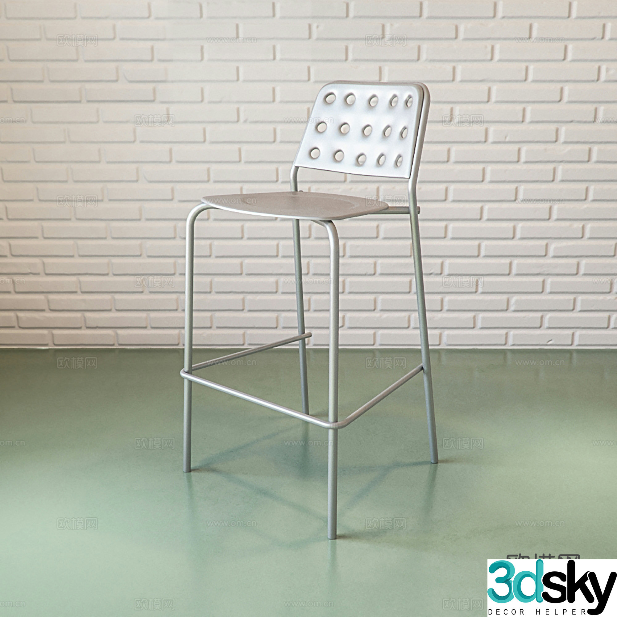 Industrial style bar chair Wrought art bar chair Cafe restaurant bar chair 3D model
