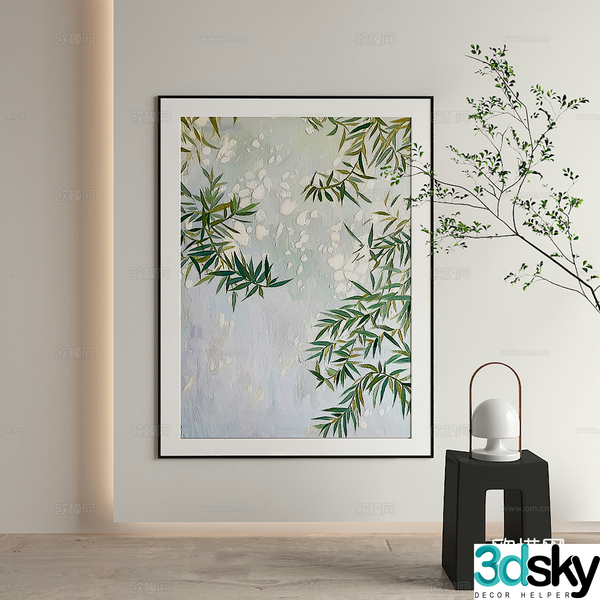 New Chinese style decorative painting 3D model