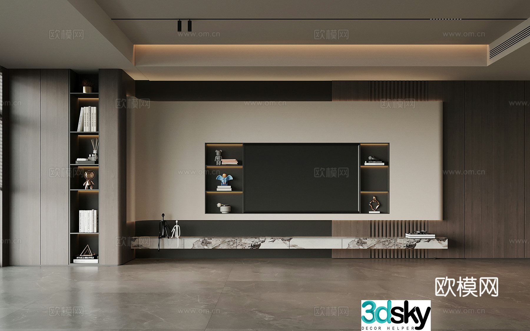 Modern TV background wall 3d model