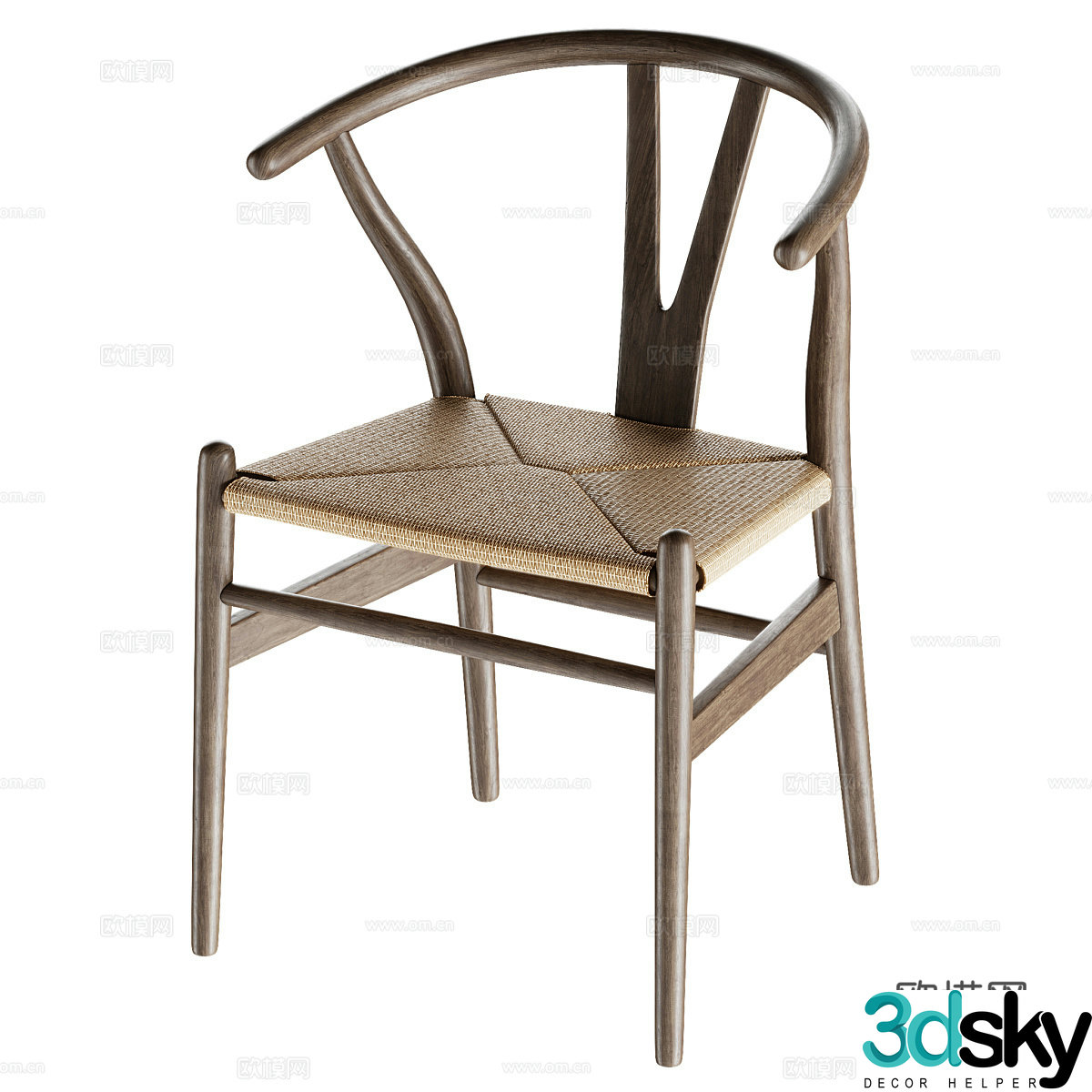 New Chinese style wooden single chair 3D model