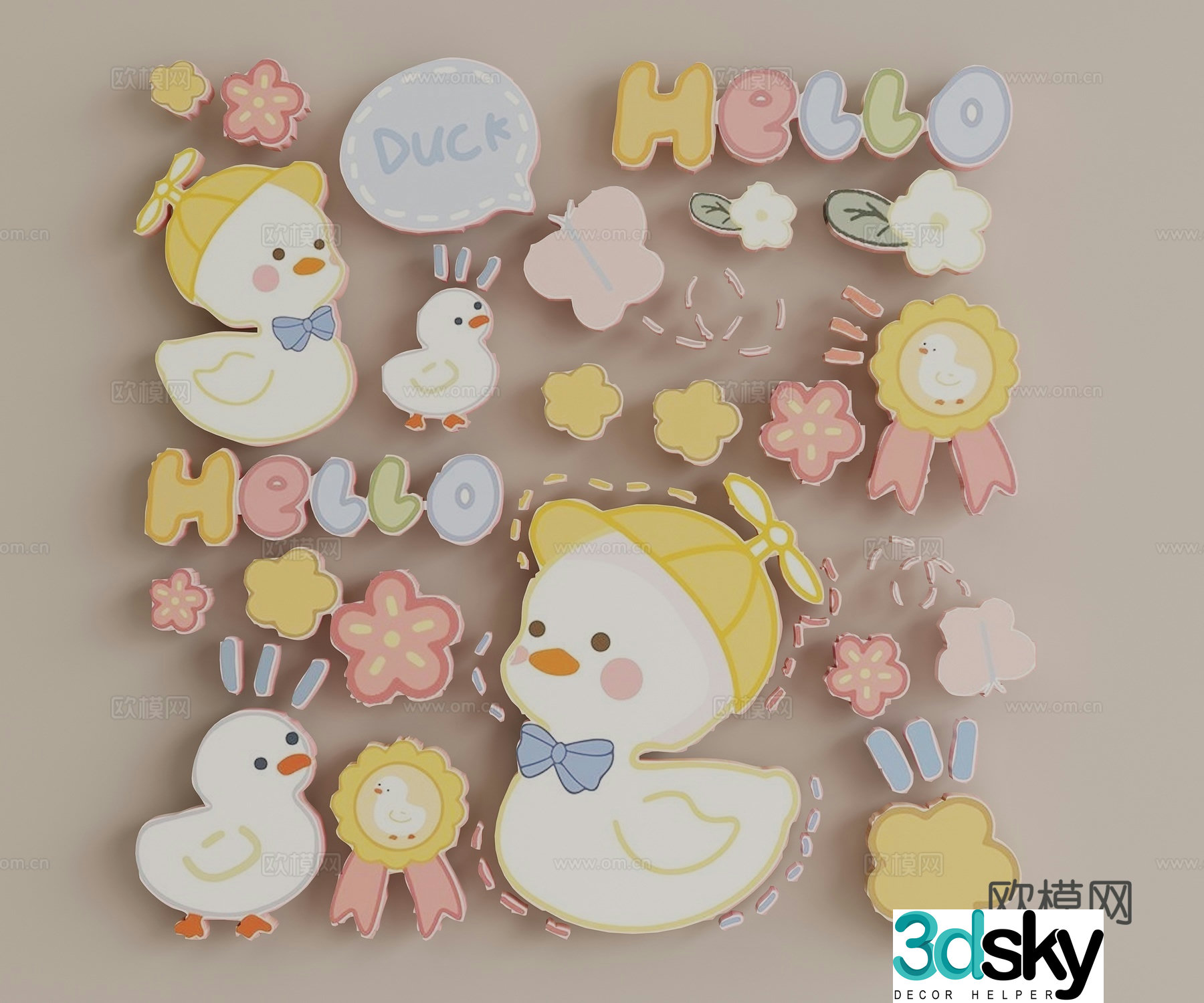 Refrigerator sticker Magnetic refrigerator sticker Cartoon refrigerator sticker 3D model