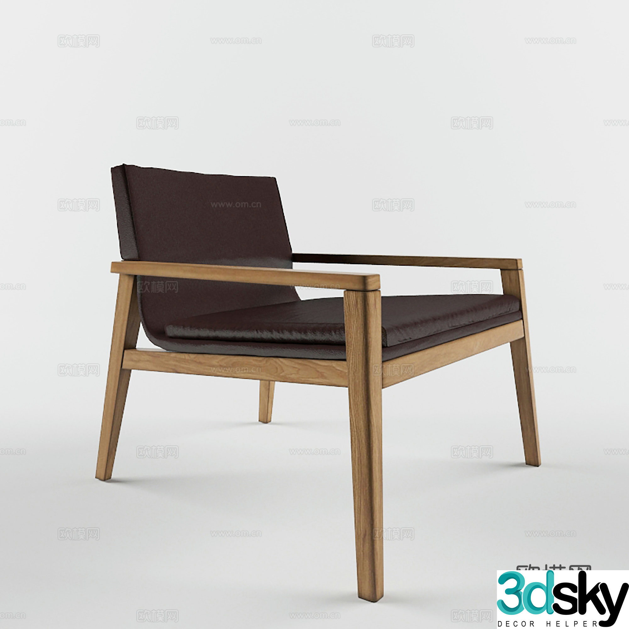Modern casual chair leather chair dining chair single chair 3d model