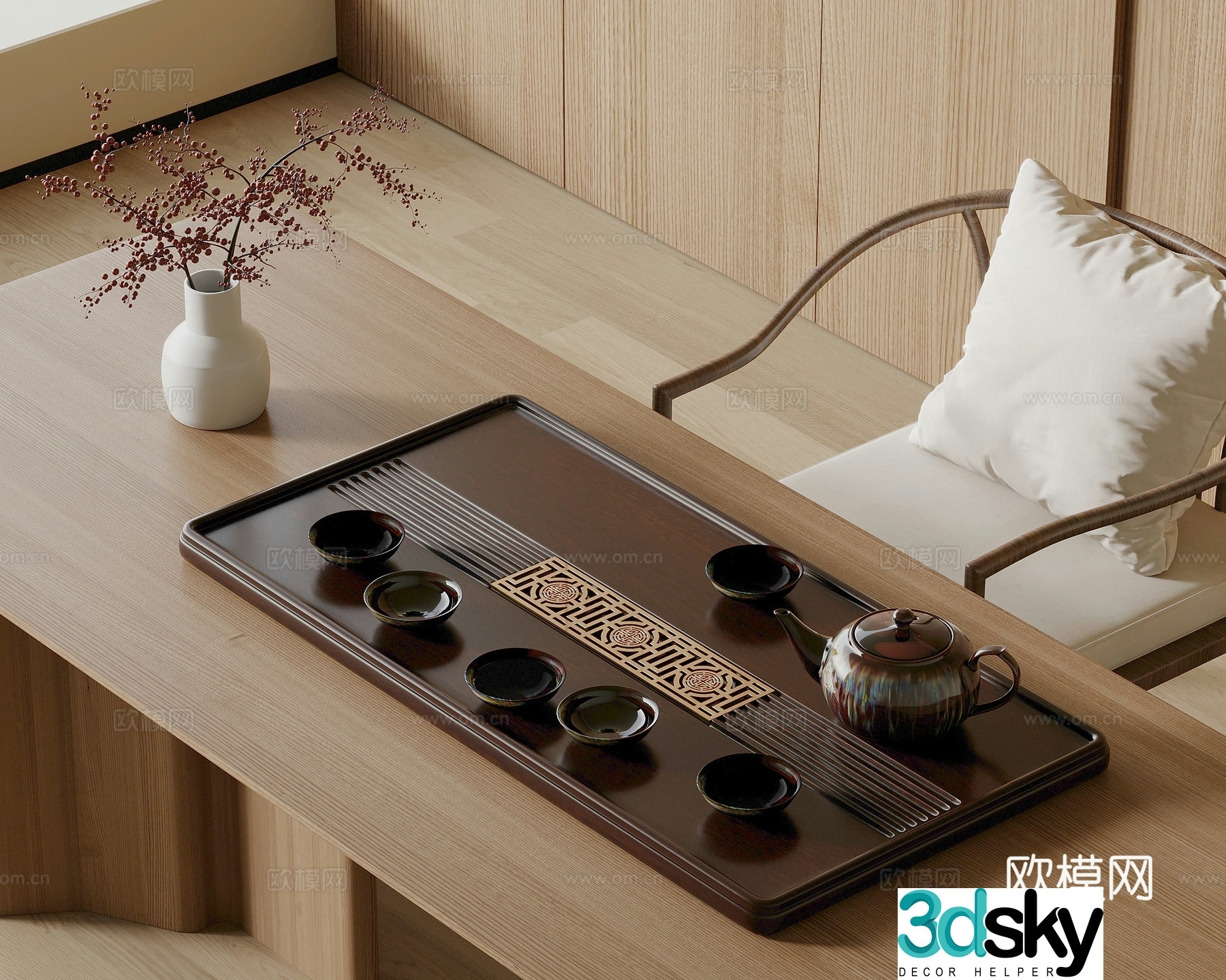 New Chinese tea set 3D model