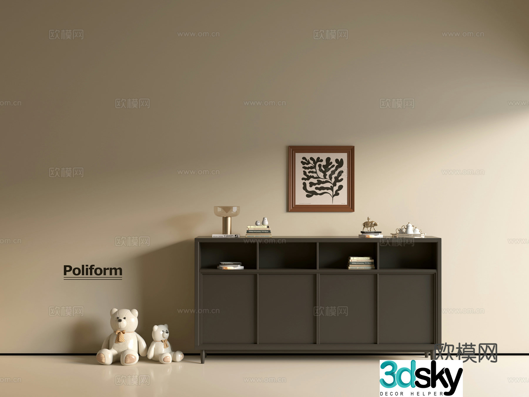 Modern black cabinet ins wind side cabinet chest cabinet low cabinet whole cabinet dining side cabinet balcony cabinet 3d model
