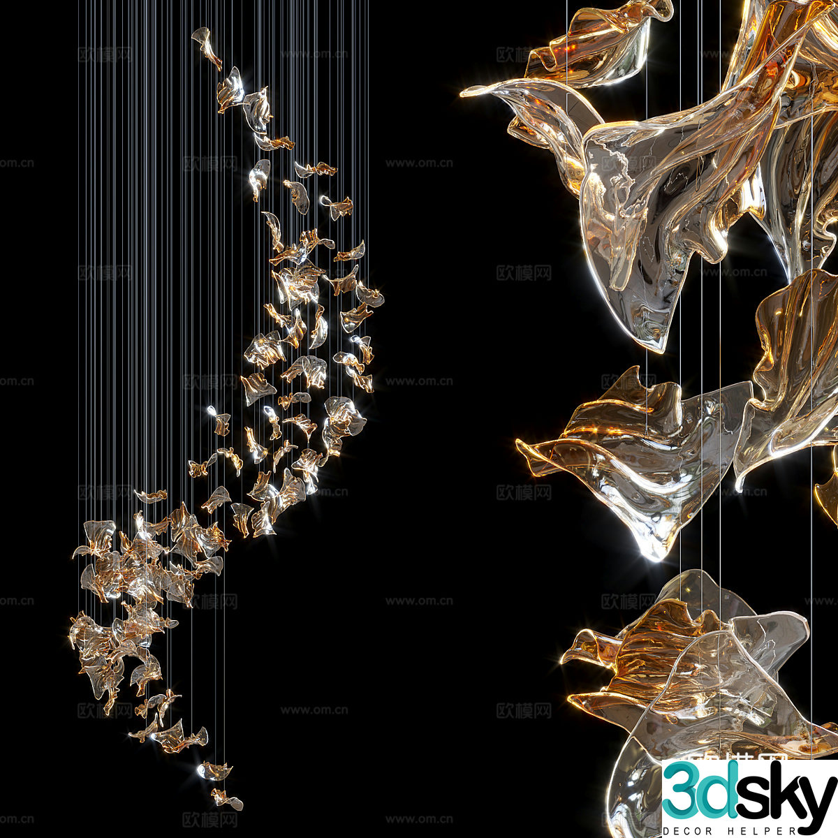 Modern light luxury craft chandeliers 3D model