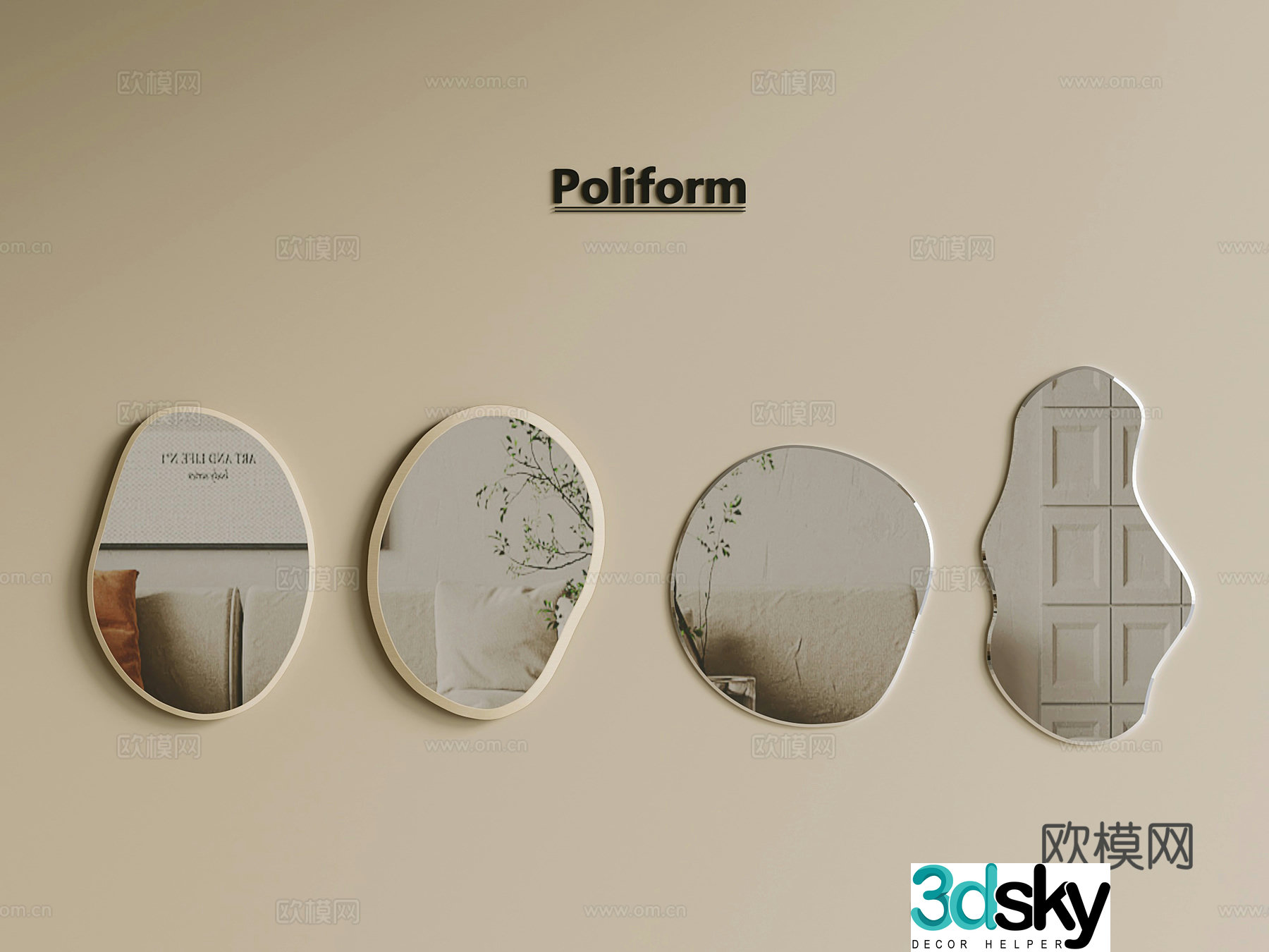 Mirror Modern Mirror Special-shaped Mirror 3D Model