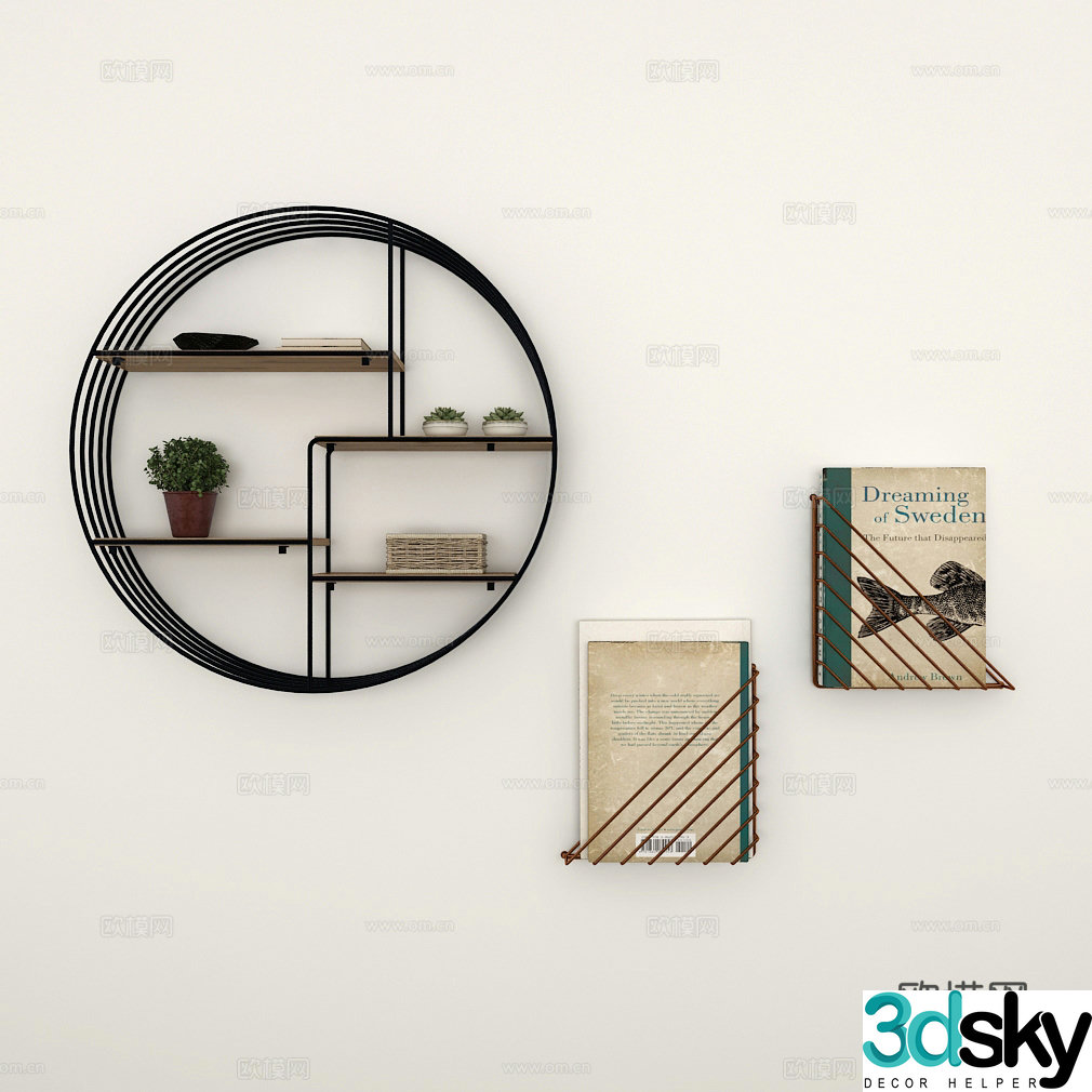 Nordic modern decorative frame combination 3D model
