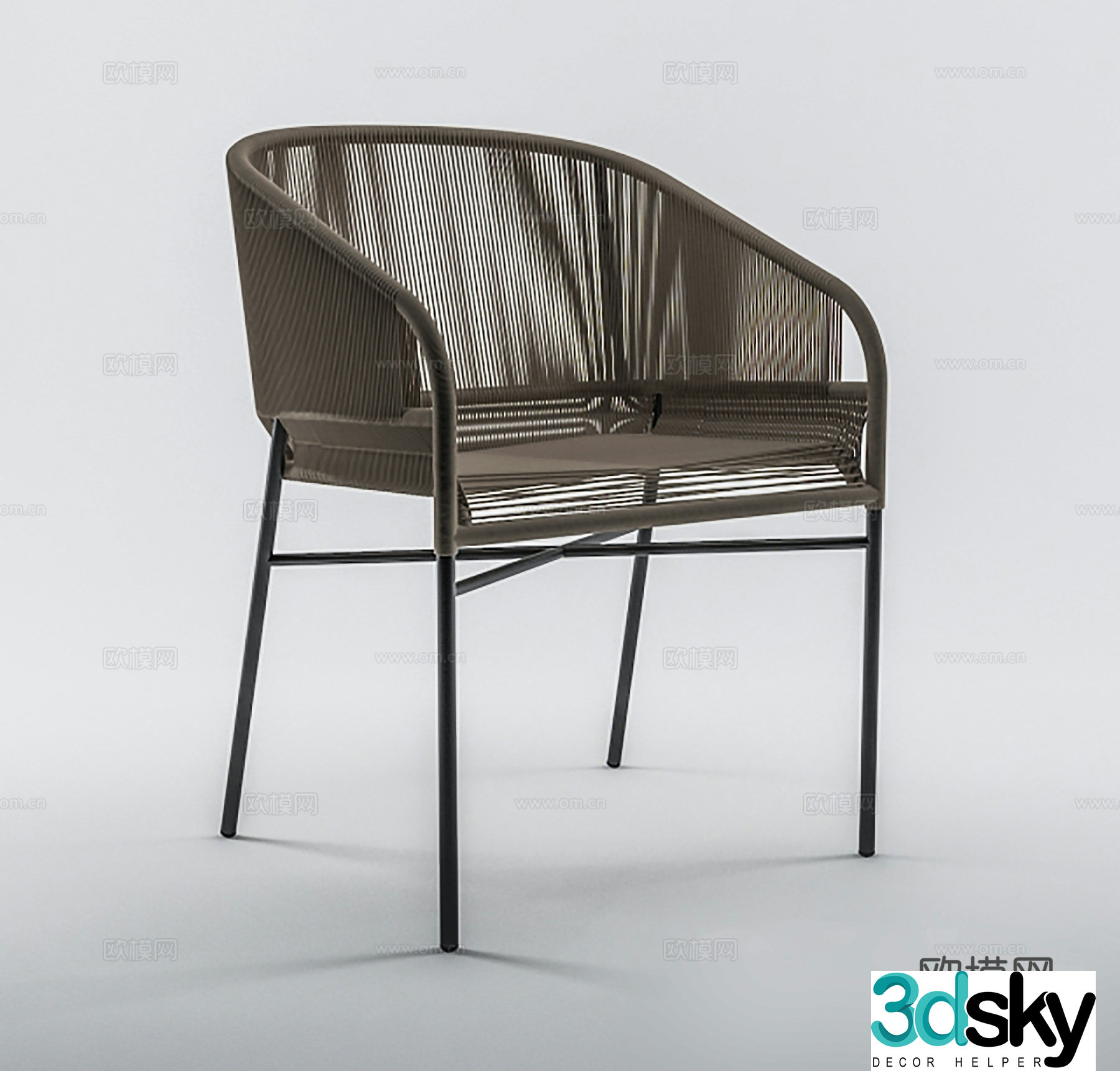 Modern outdoor chair rattan leisure chair single chair 3d model