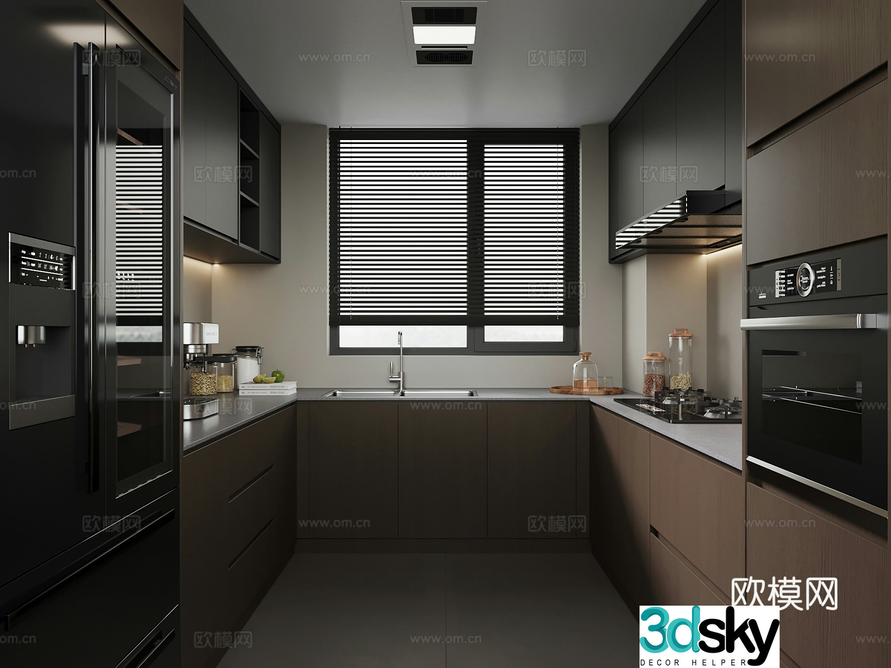20 modern Italian kitchen hood stove refrigerator 3d model