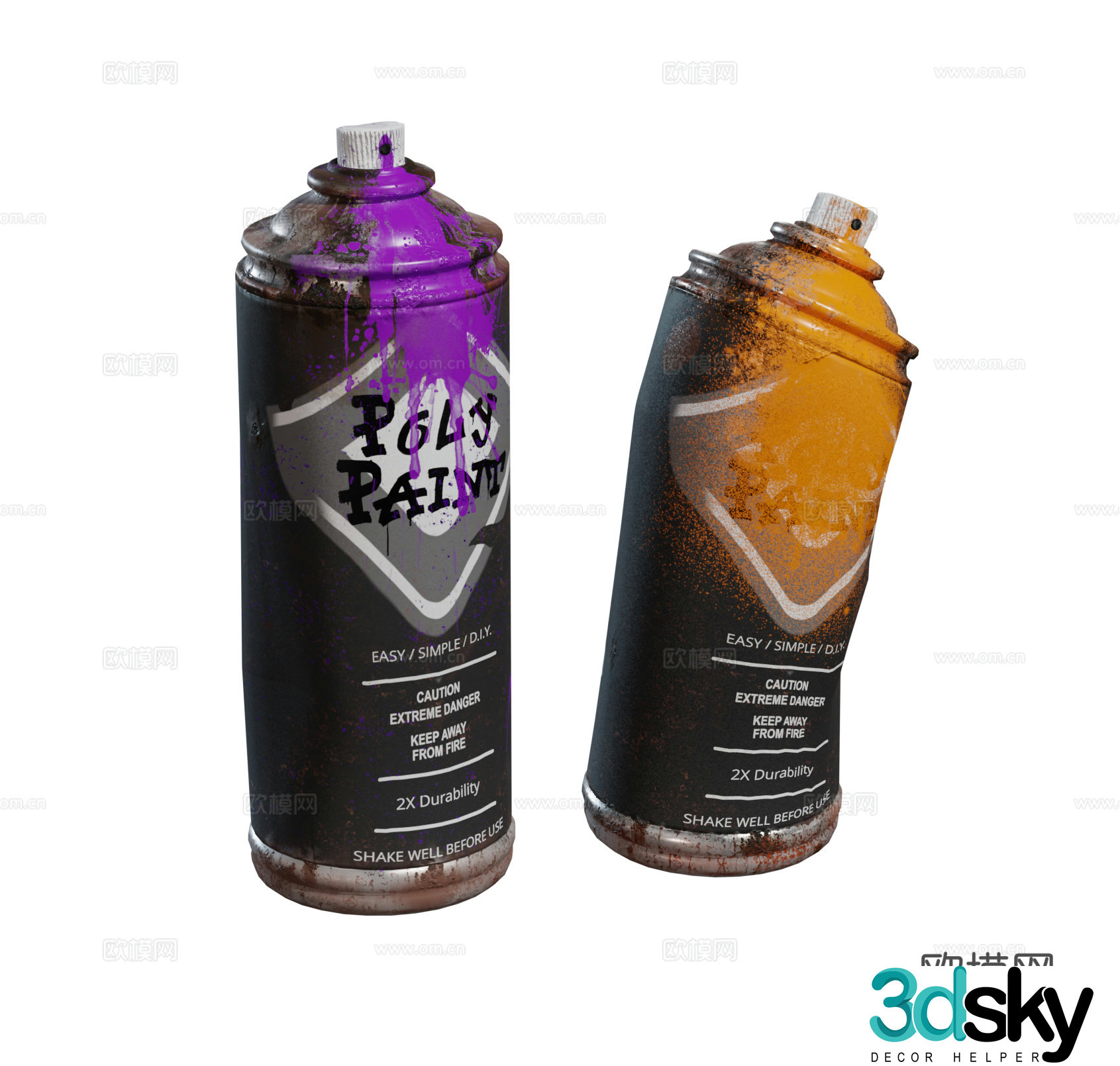 Modern spray painting mural pigment metal spray paint bottle combination 3d model