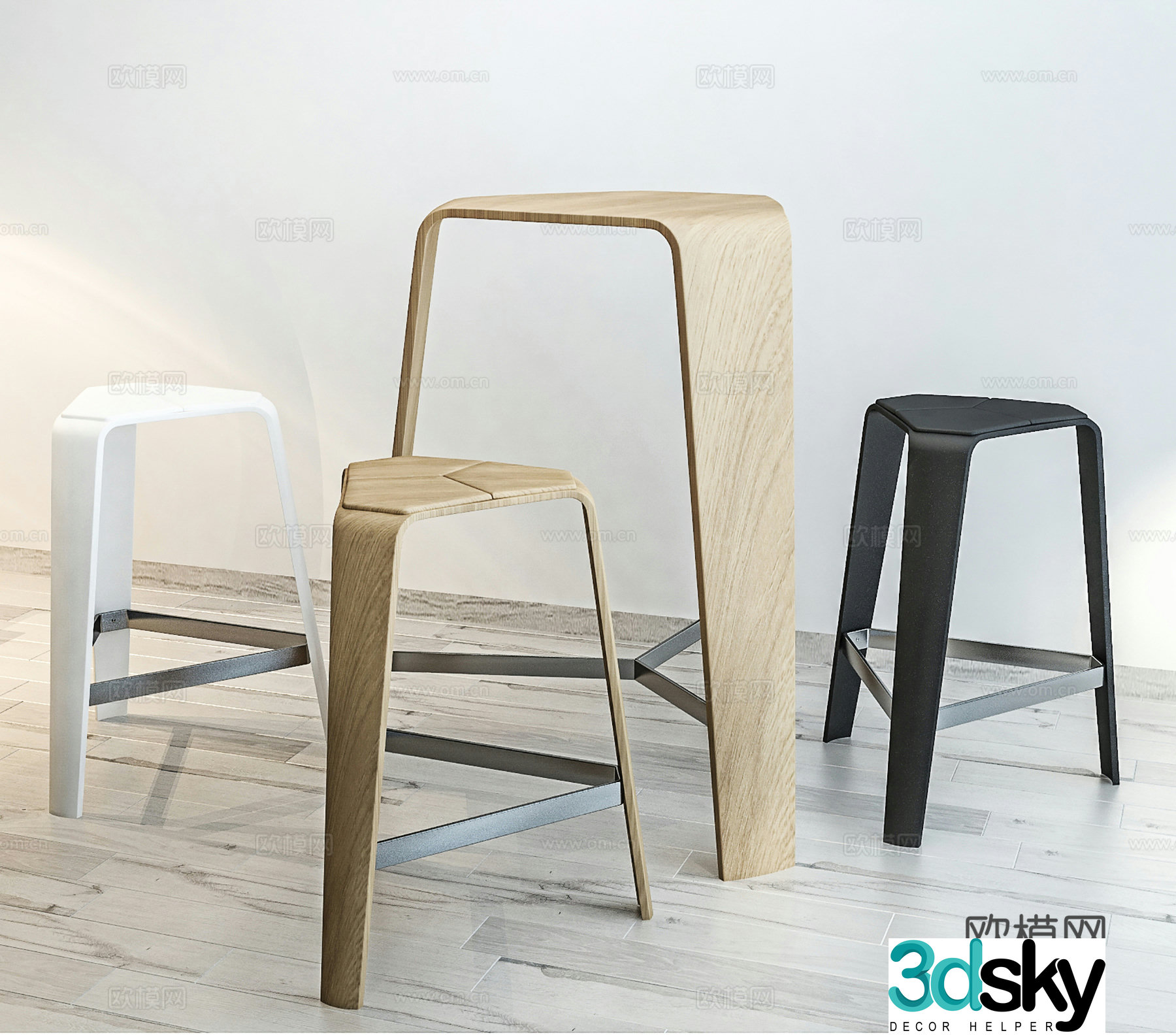 Modern bar chair Cafe Restaurant bar chair 3d model