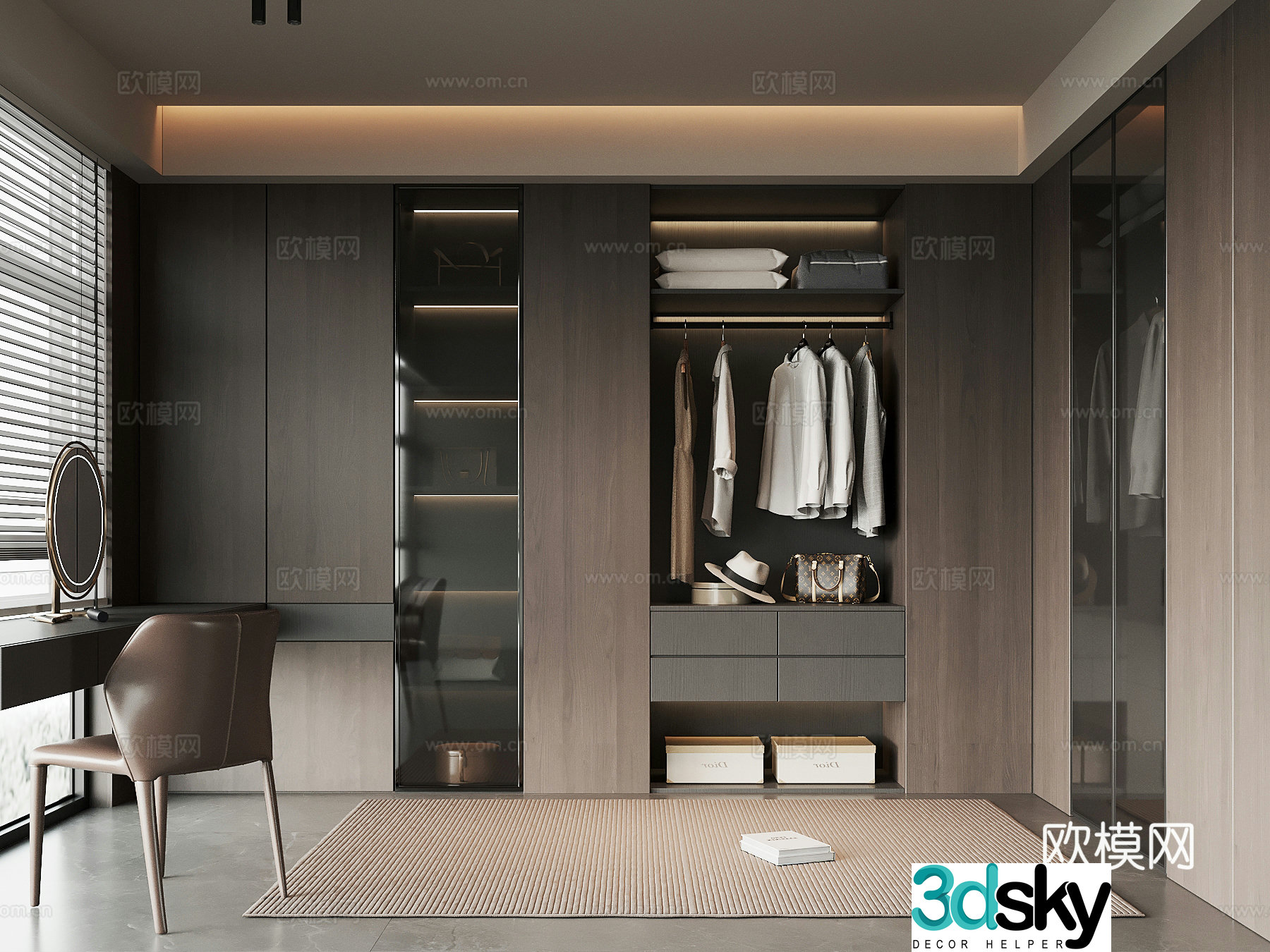 Modern Italian cloakroom Wardrobe Dressing table 3d model