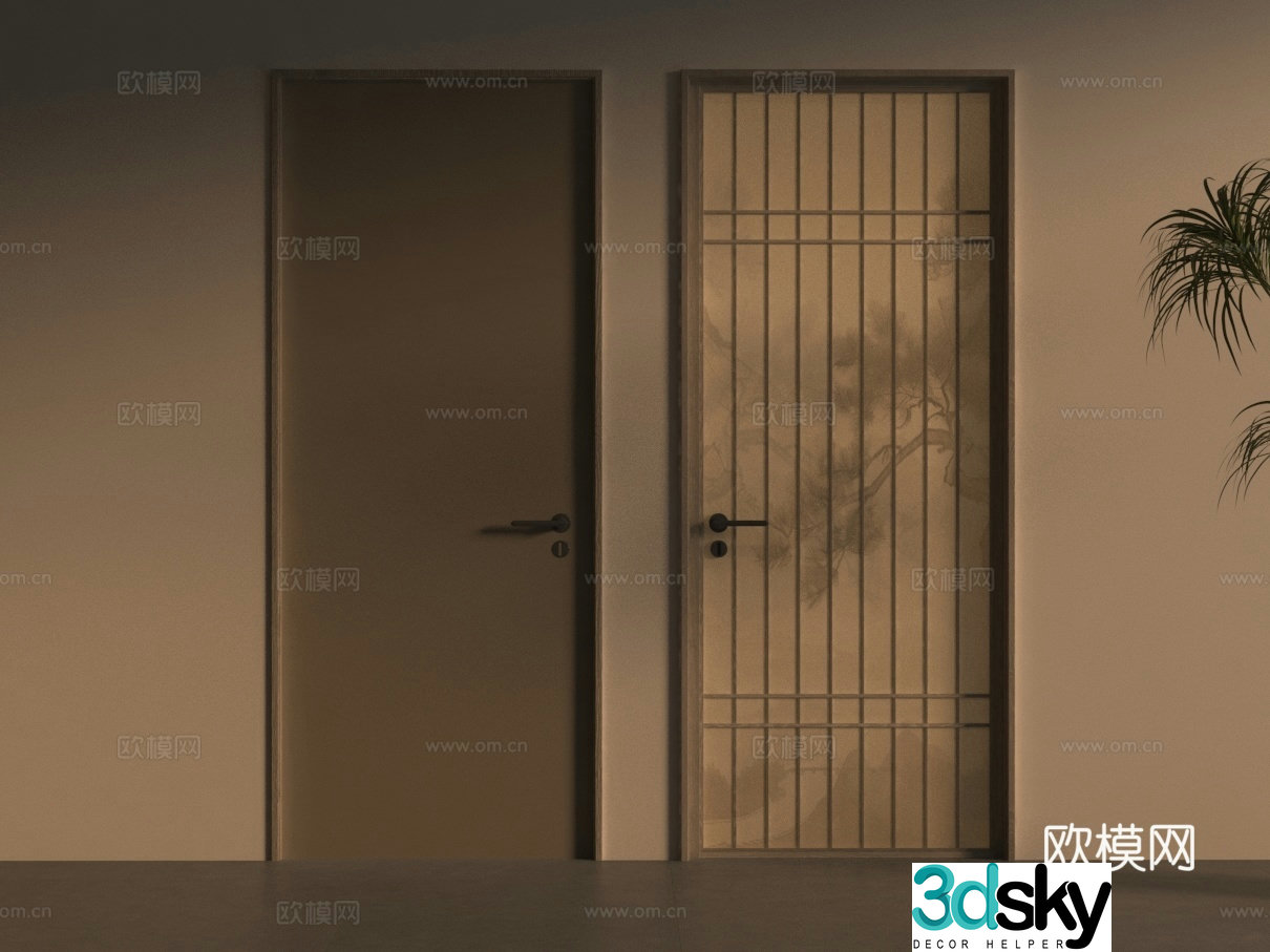 Chinese single door 3D model