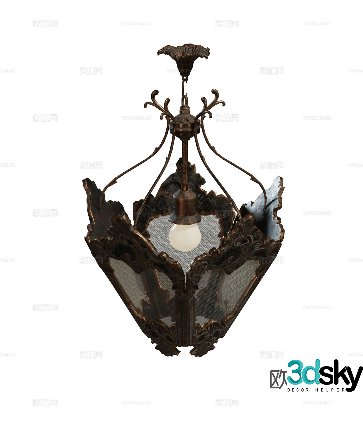 European American French retro metal chandeliers combination 3D model
