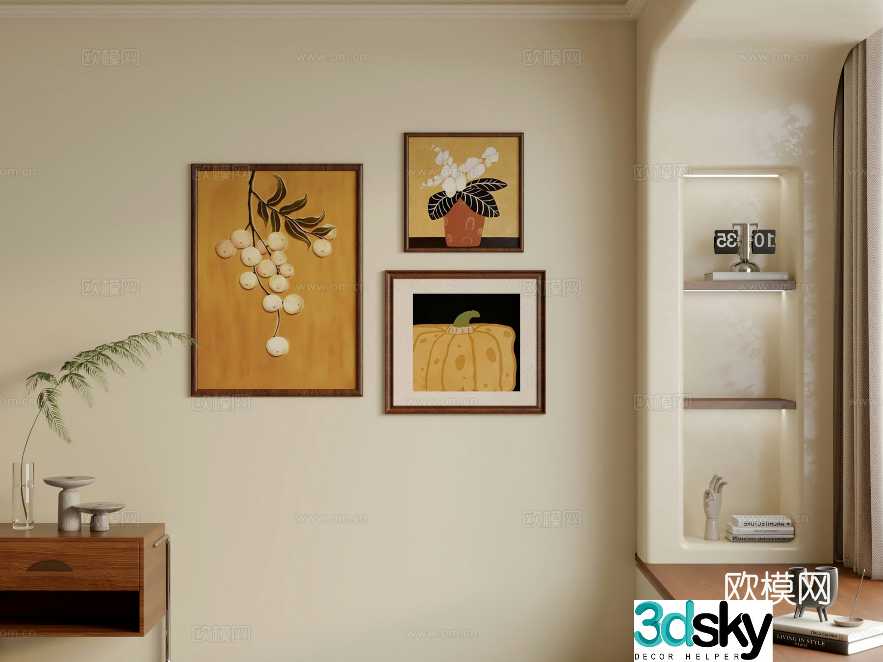 Medium style retro hanging painting 3d model