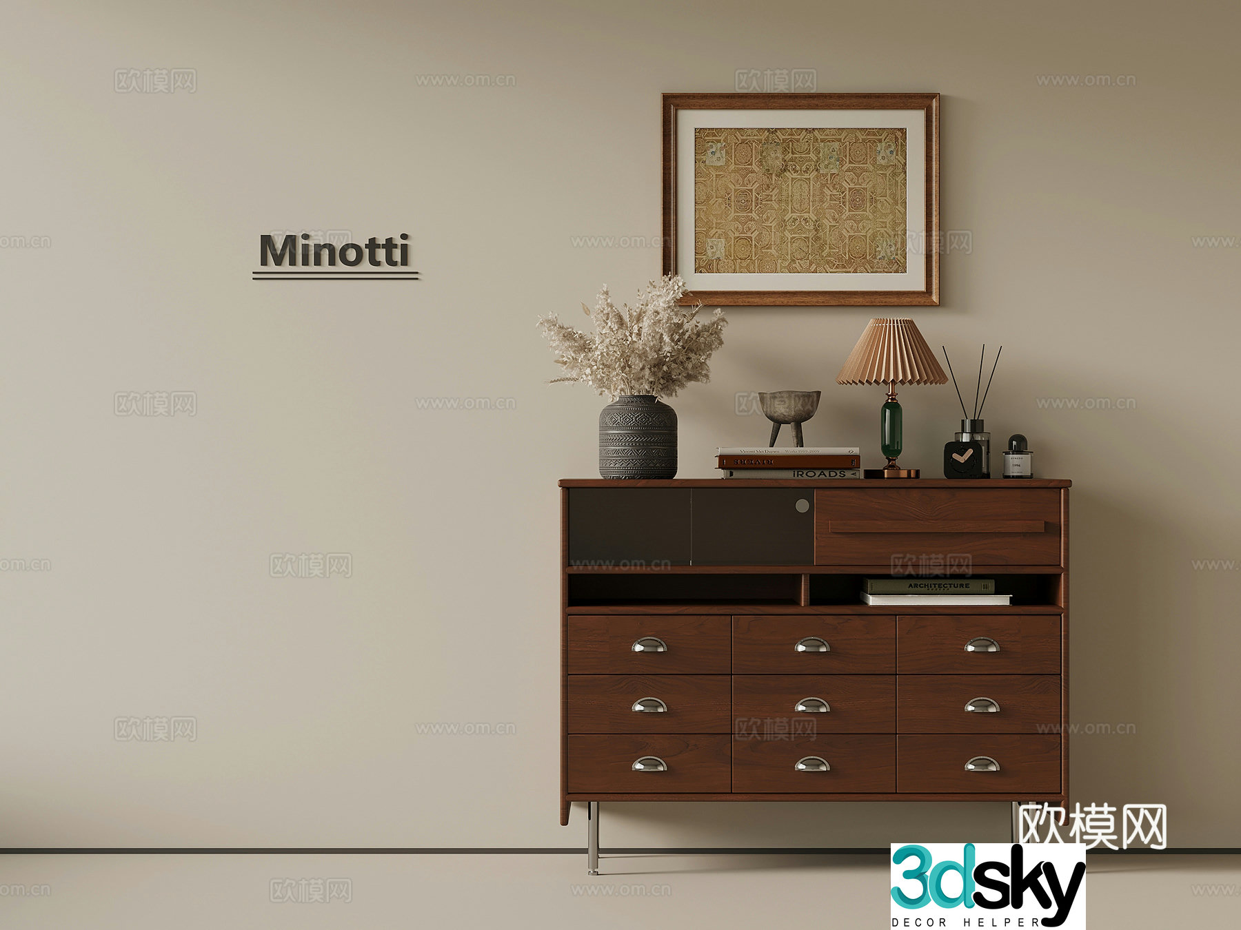 French medieval style entrance cabinet 3D model