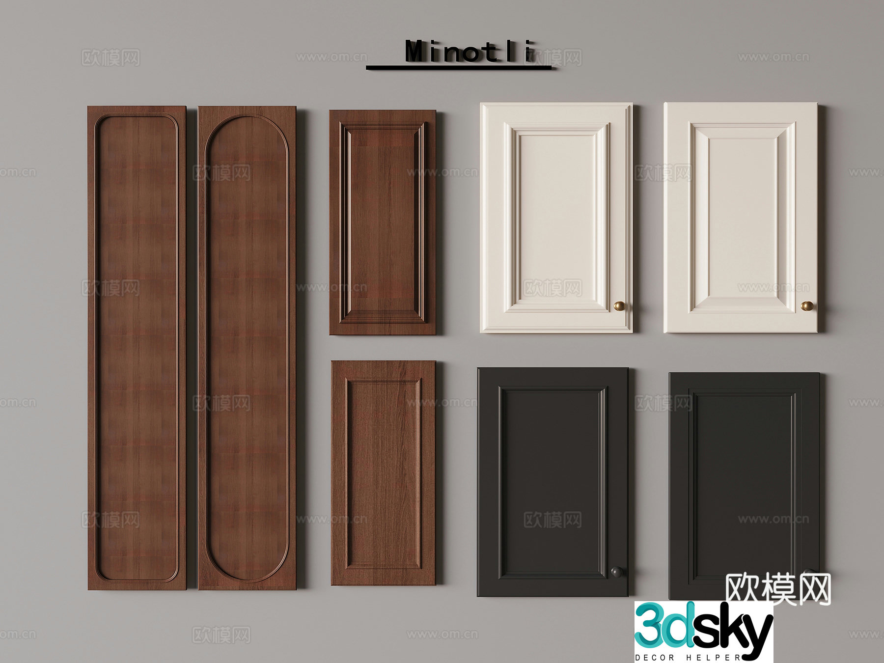 Wooden cabinet door panel 3D model