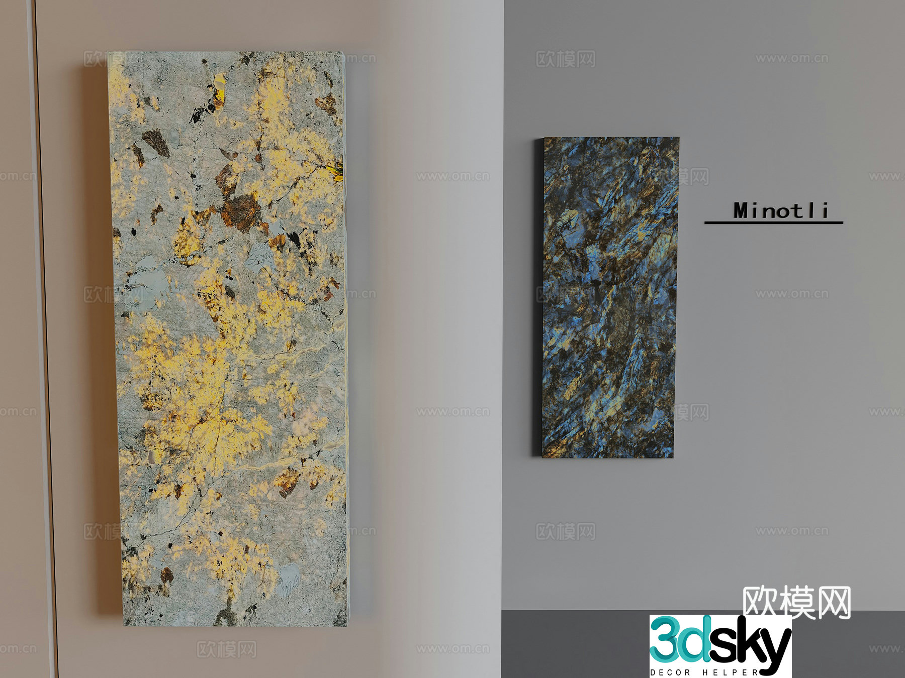 Modern translucent stone background wall 3d model