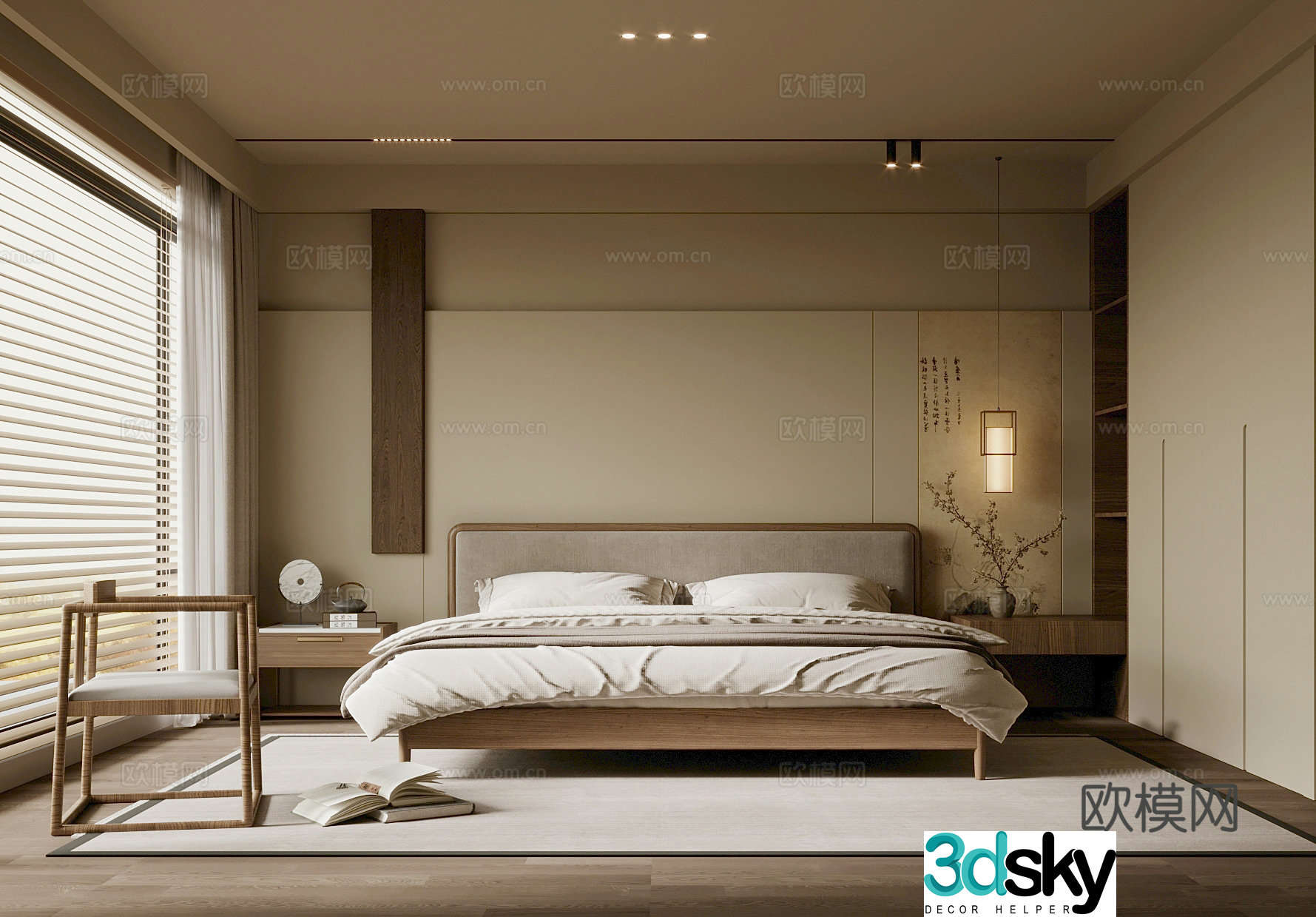 Jijifeng bedroom double bed 3d model