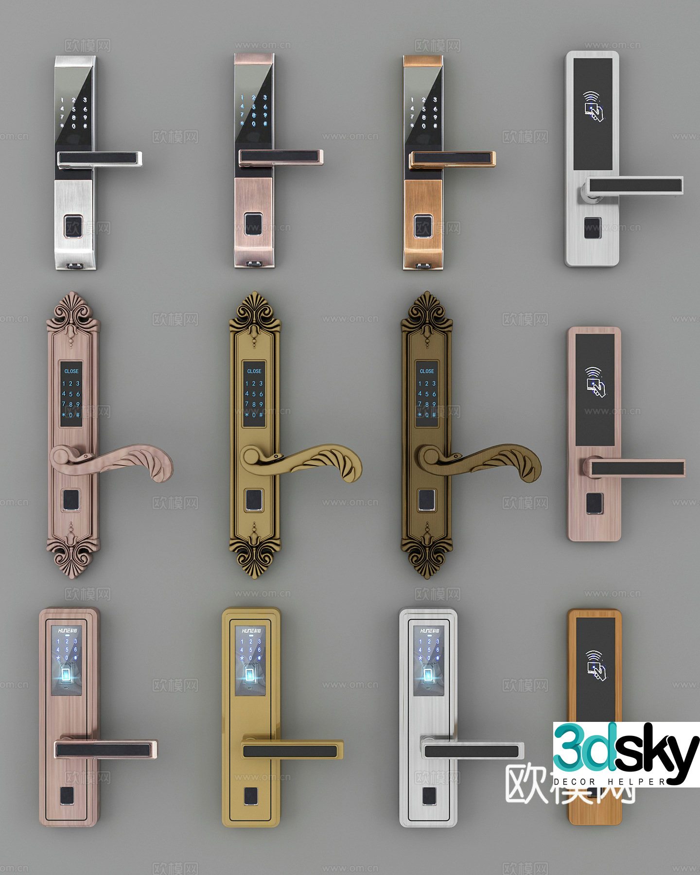 Modern smart lock combination 3D model