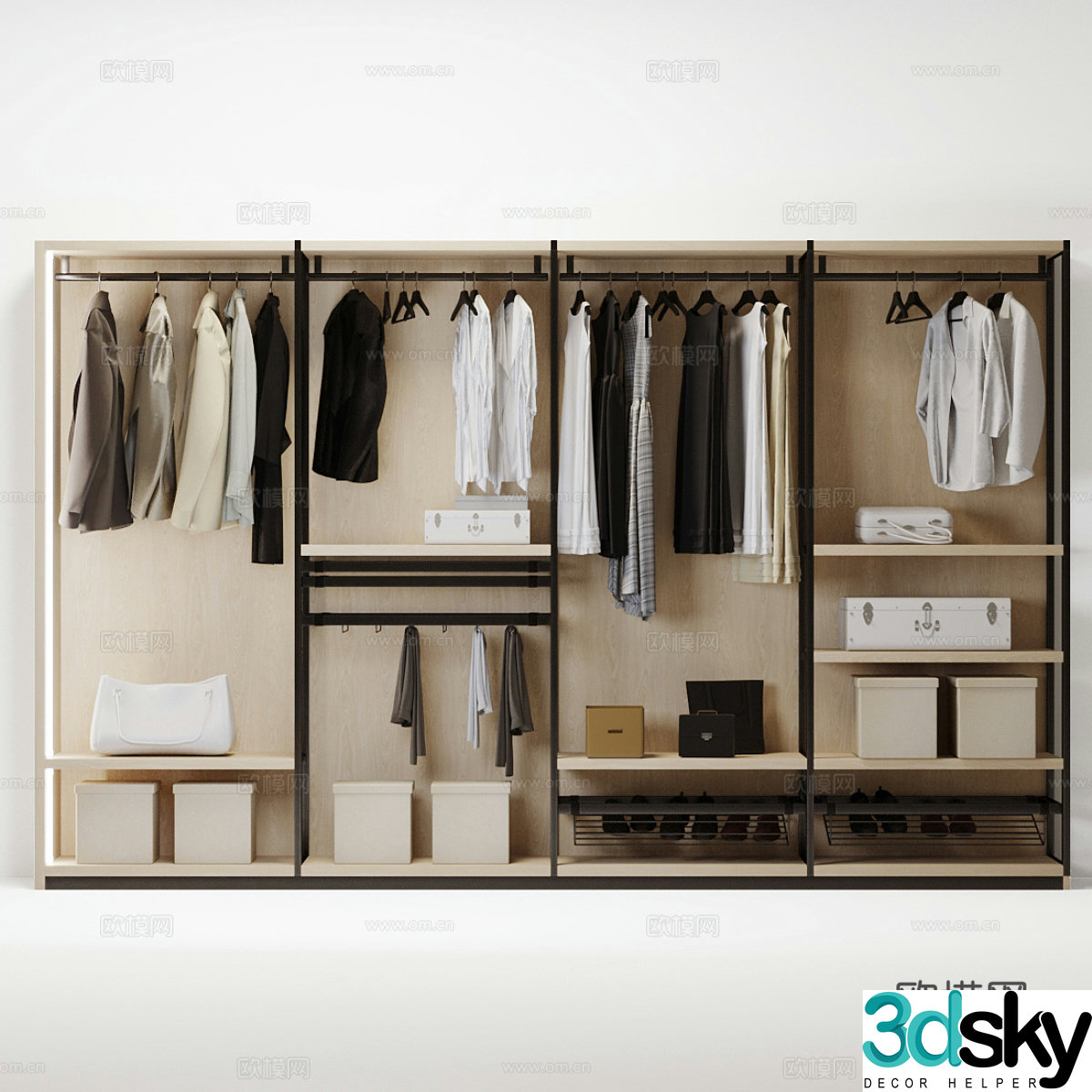 Modern minimalist open wardrobe 3d model