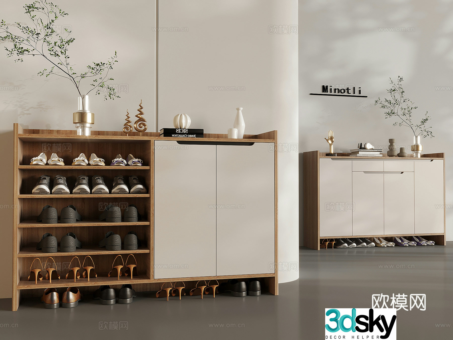 New Chinese modern shoe cabinet 3D model