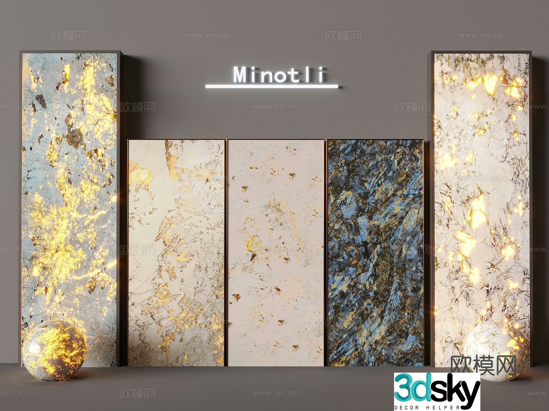 Translucent stone background wall Light luxury luminous stone Translucent marble Stone wall panel 3D model