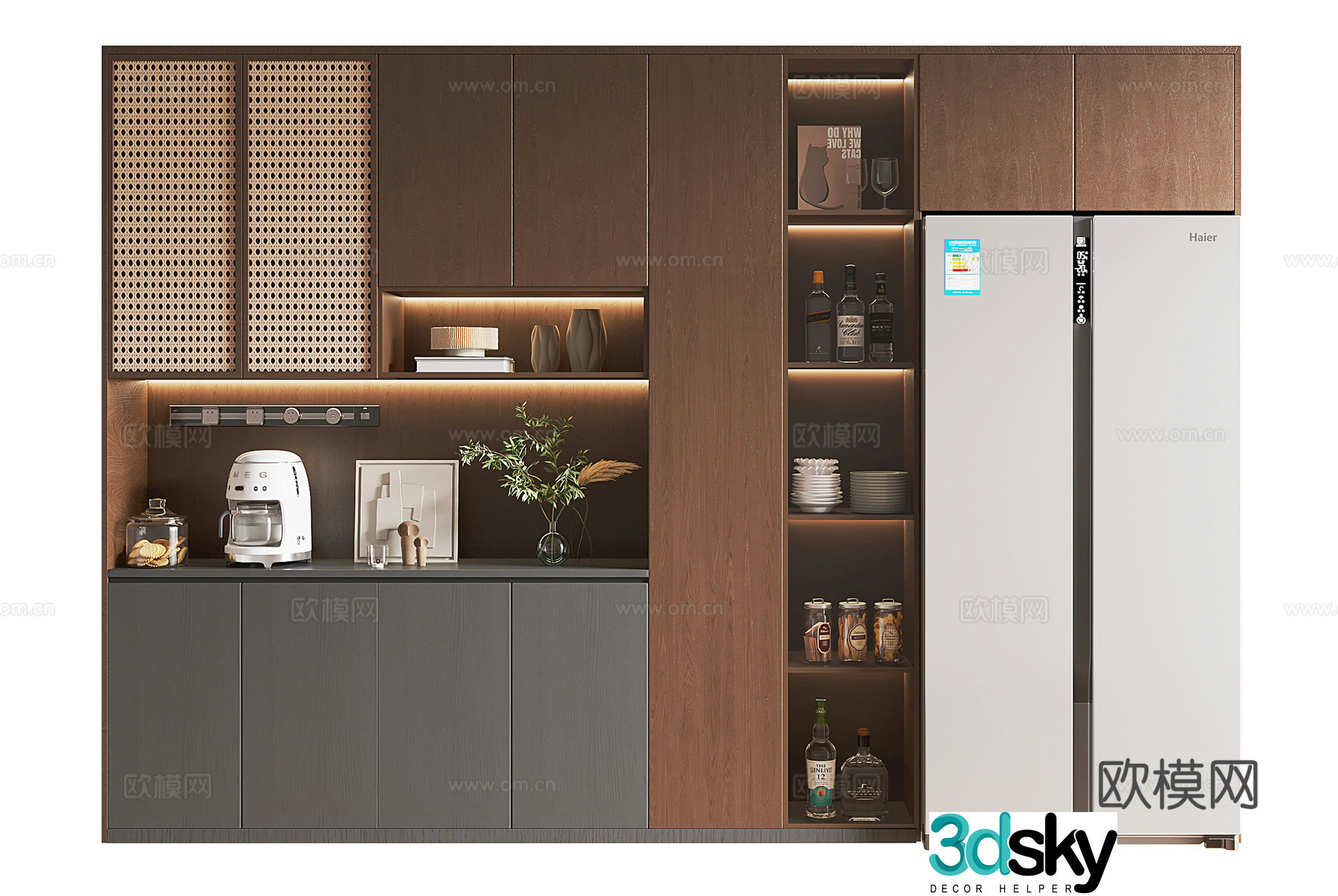 Wasabi Middle-aged Wine Cabinet 3D Model