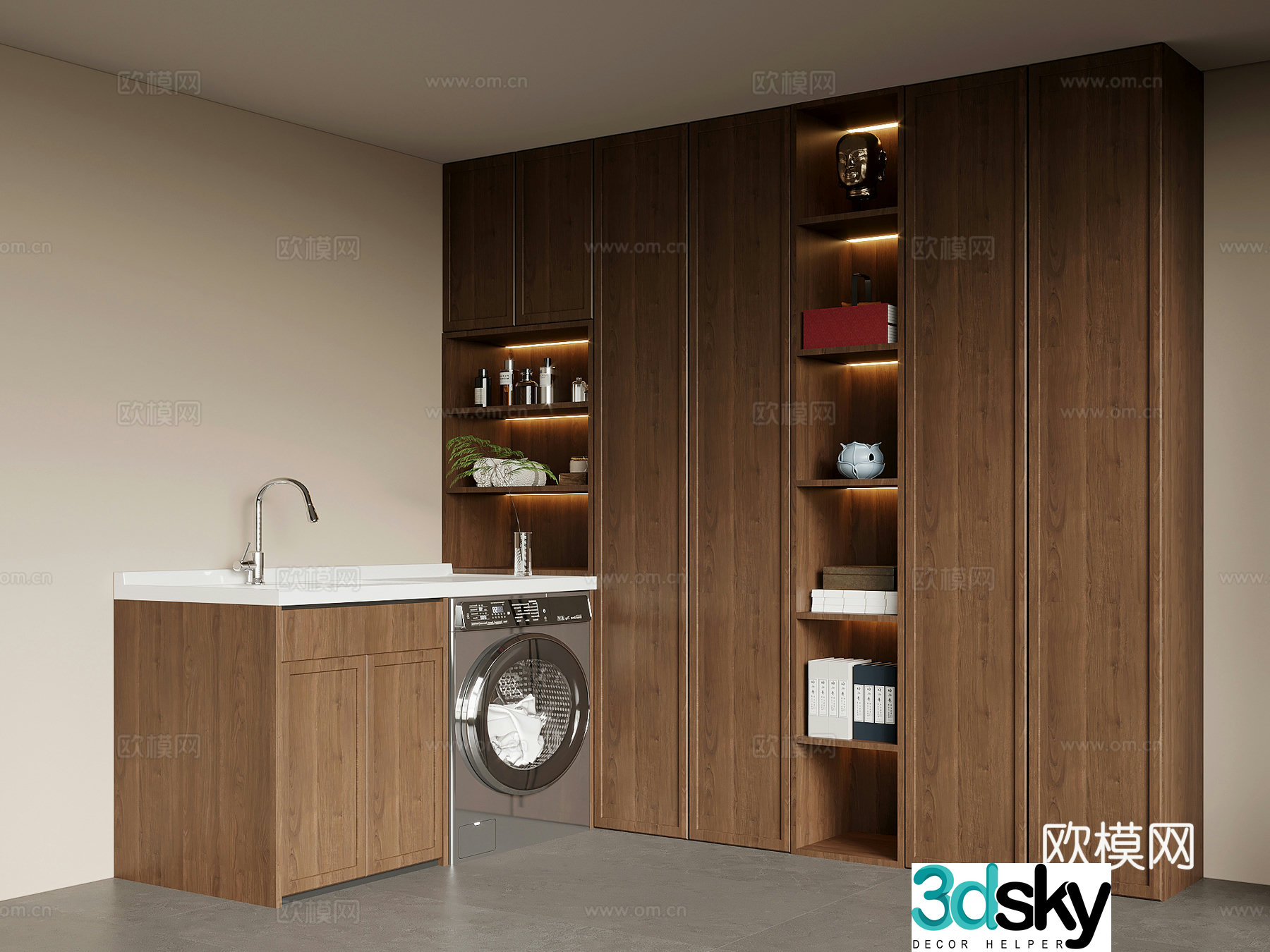 Laundry room Middle-aged laundry room Washing closet Washing machine 3d model