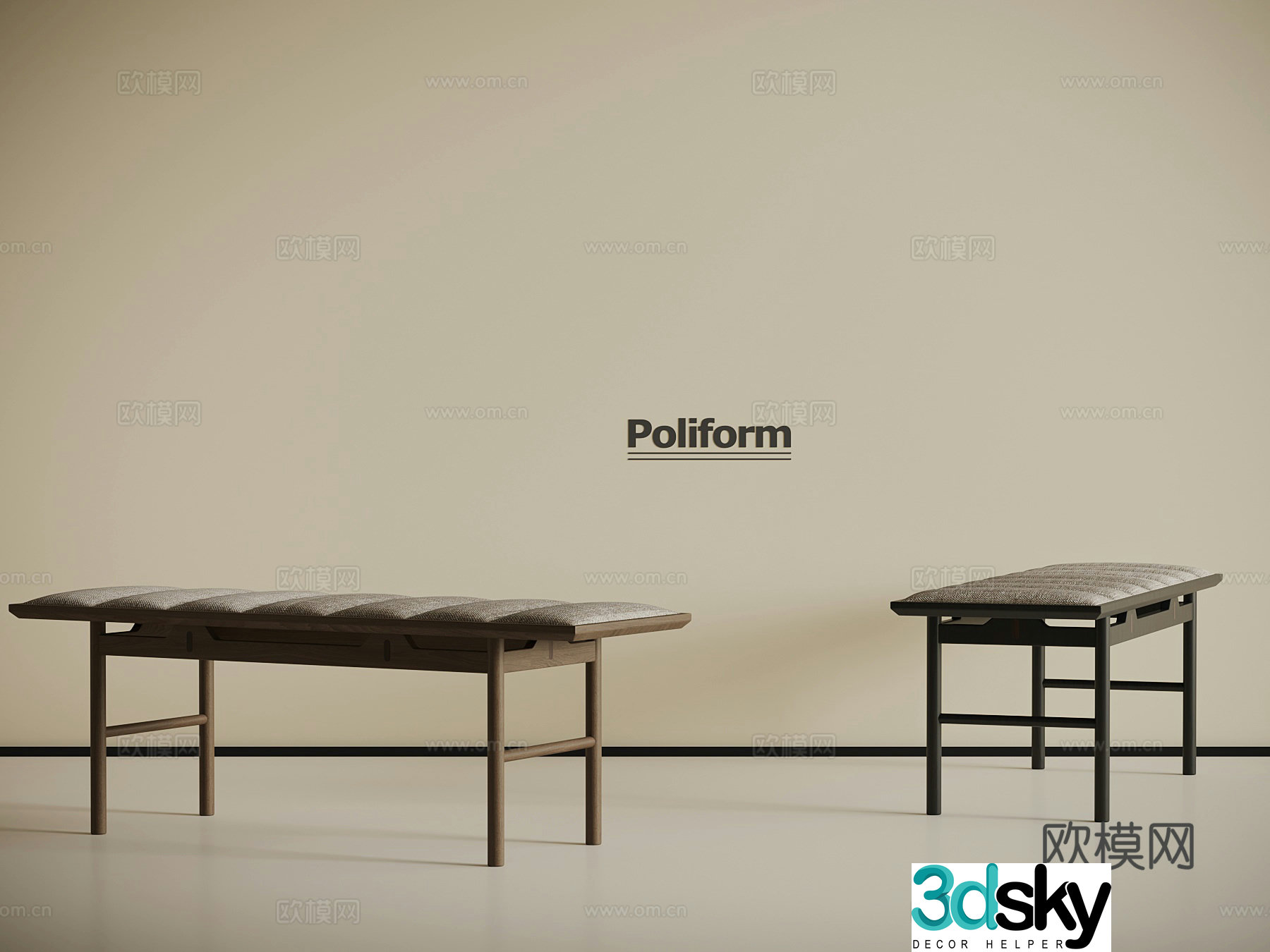 New Chinese bench shoe changing stool bed tail stool 3D model