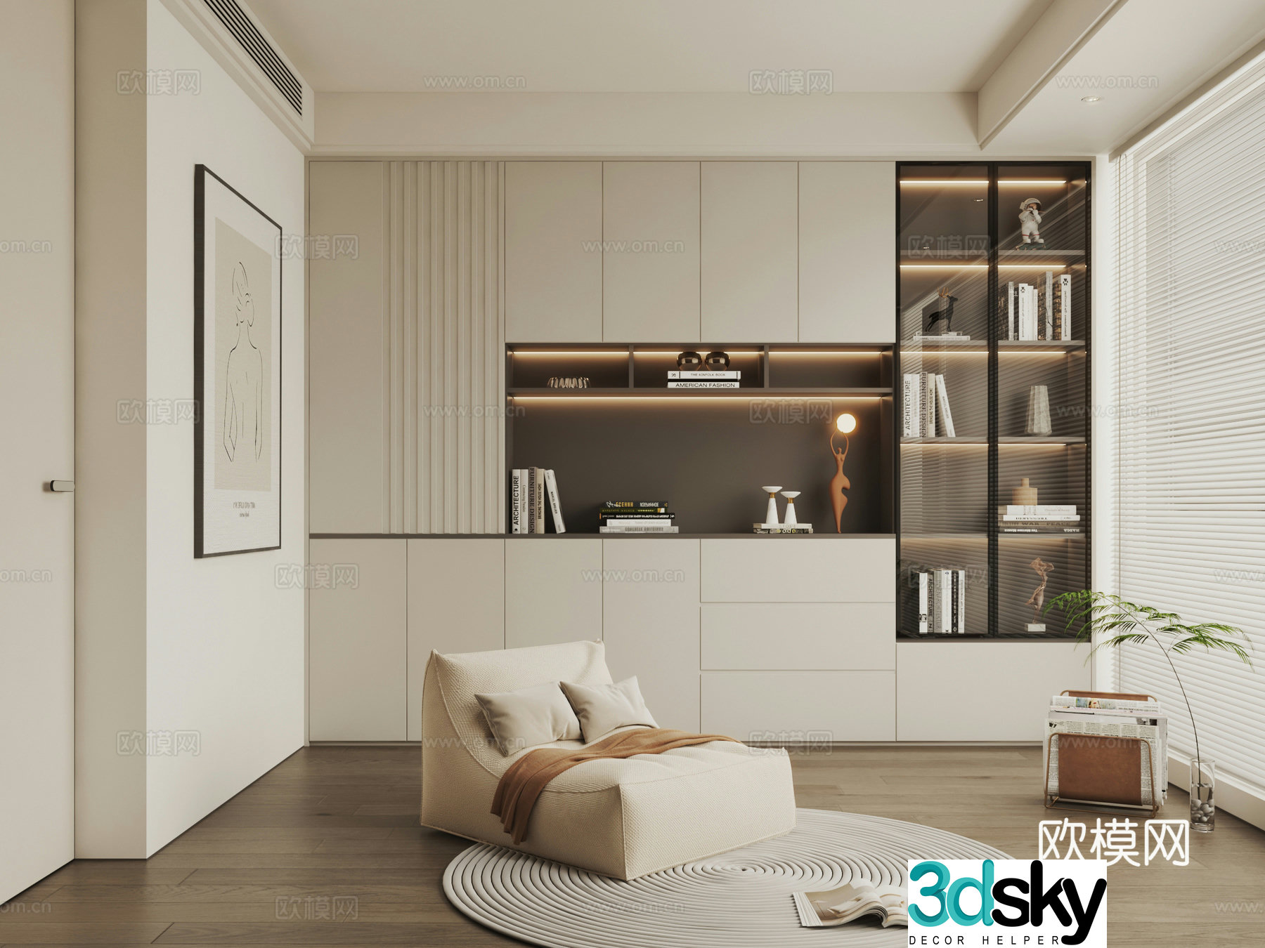Modern decorative cabinet bookcase sideboard sideboard 3D model