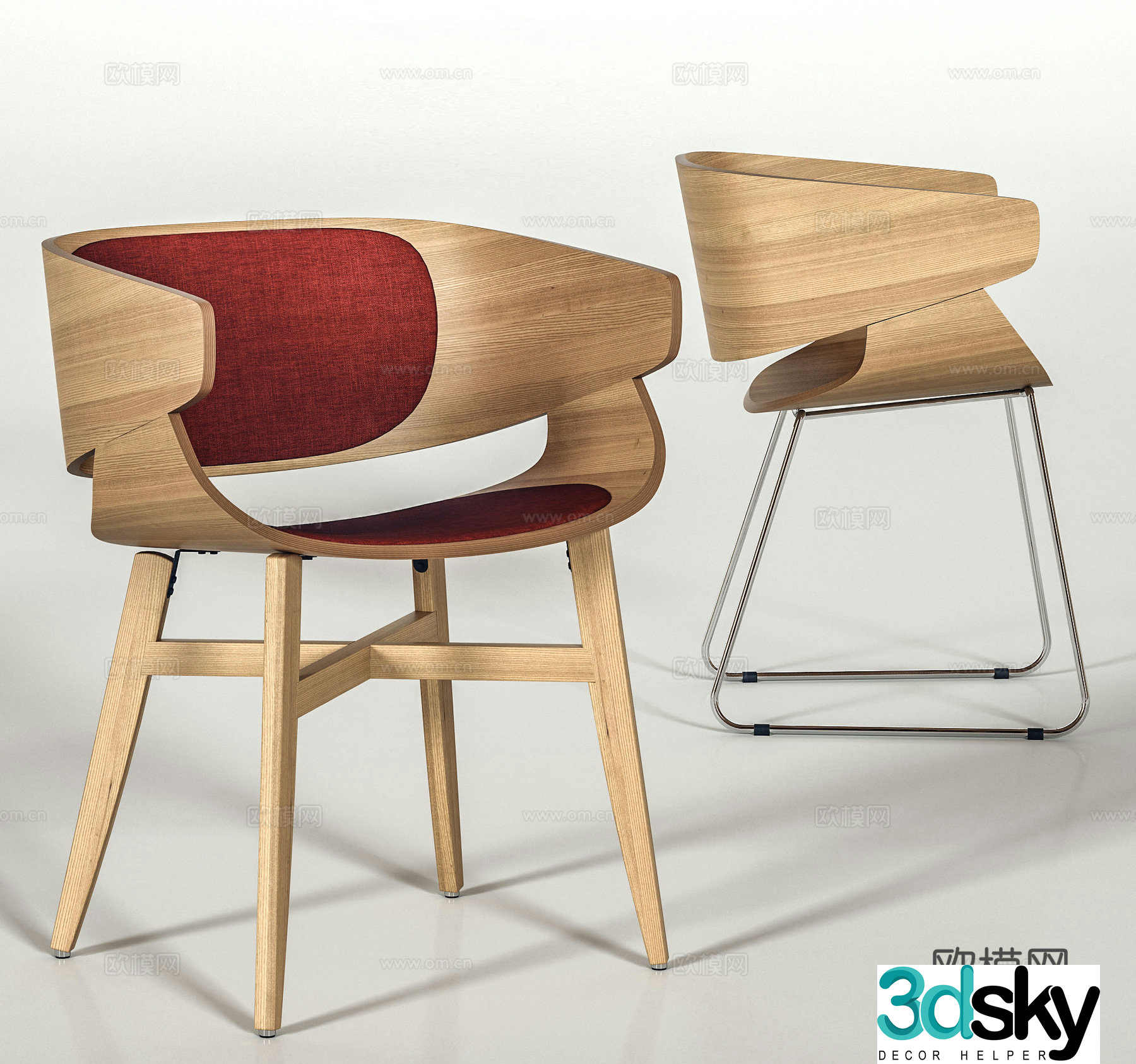 Modern leisure chair wooden chair children’s dining chair 3d model