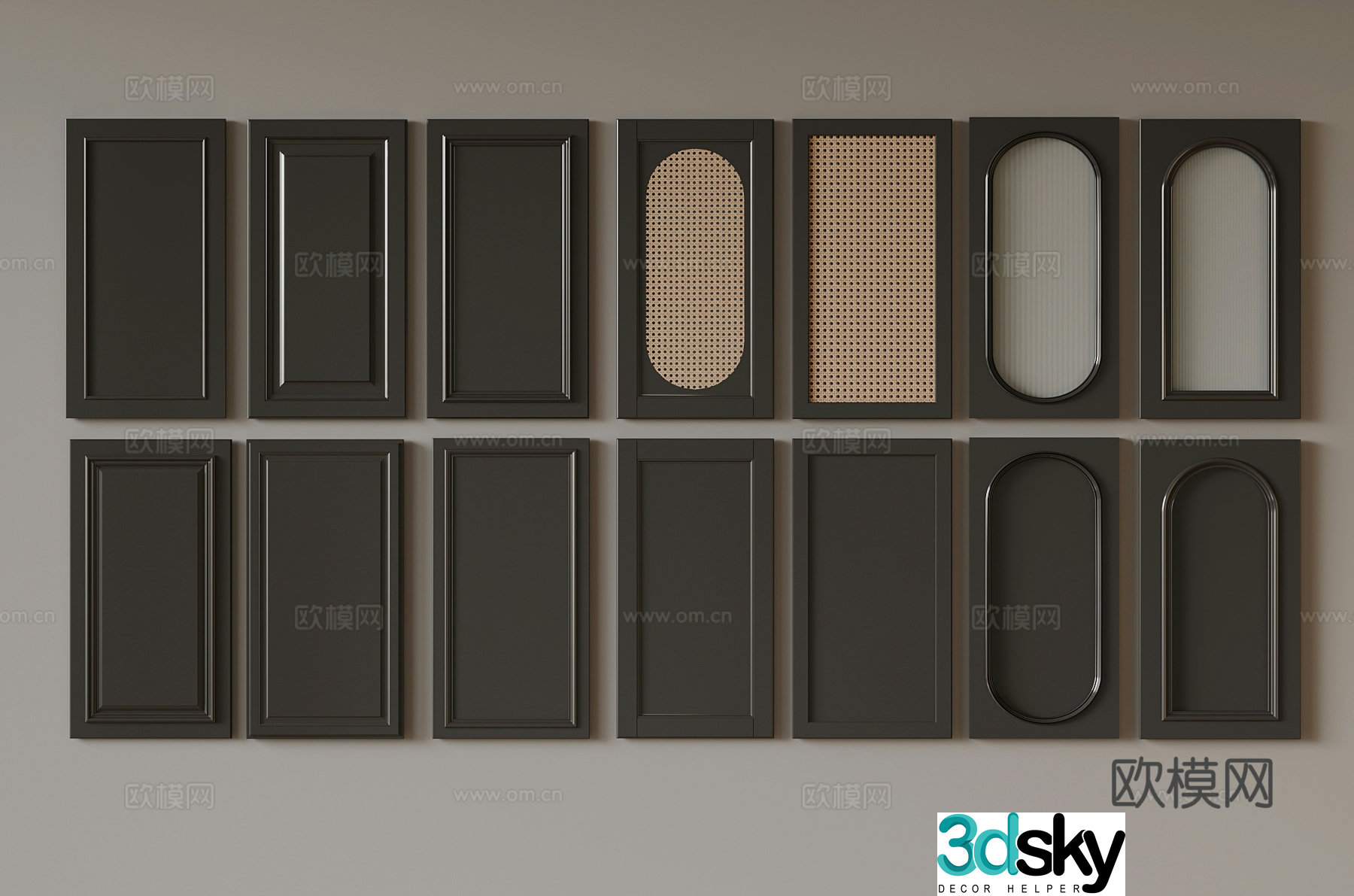 30 French cabinet door door 3D model