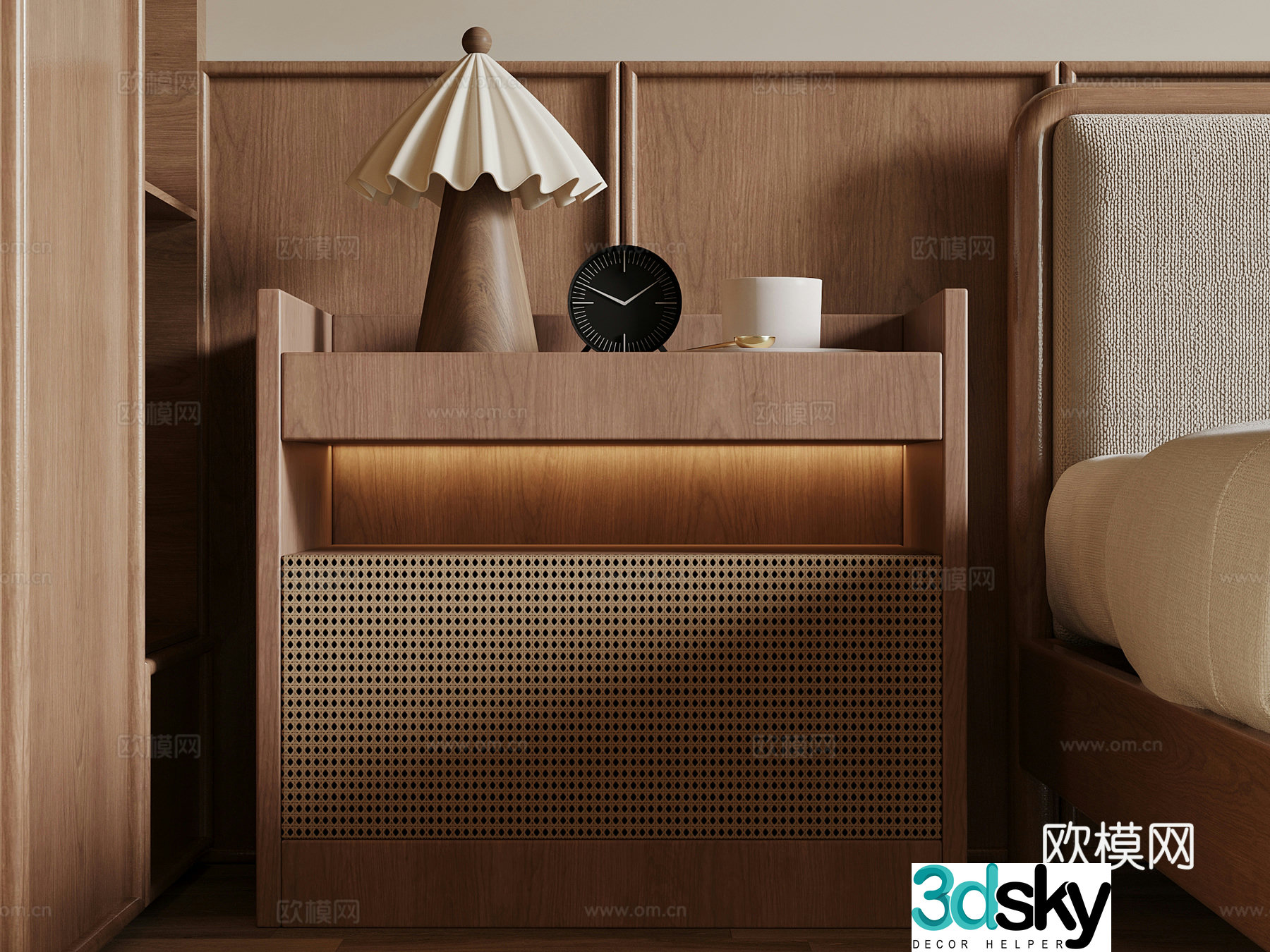 Medium style bedside table 3D model